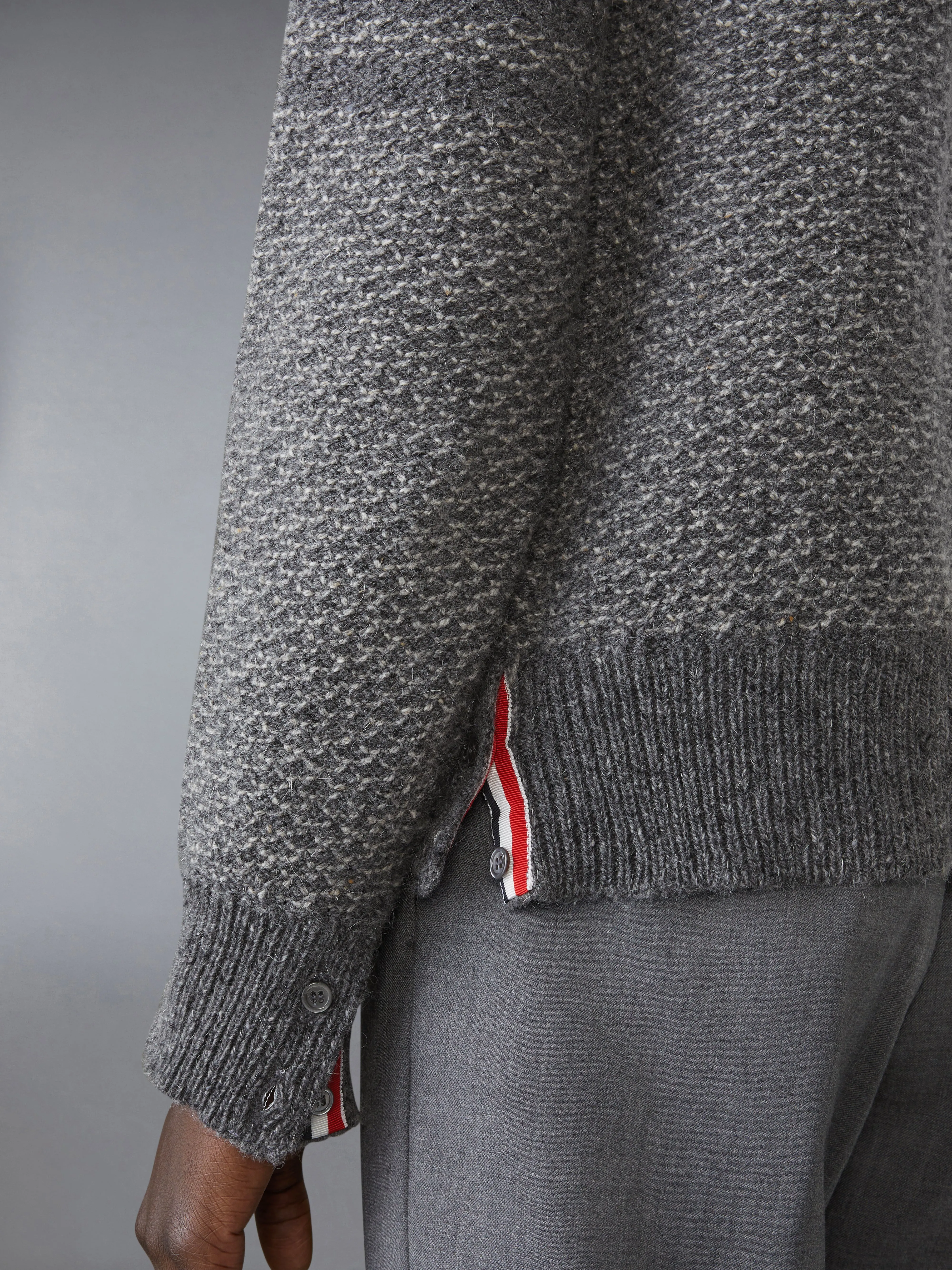 DONEGAL 4-BAR RELAXED V NECK CARDIGAN sold by Thom Browne product image thumbnail 4