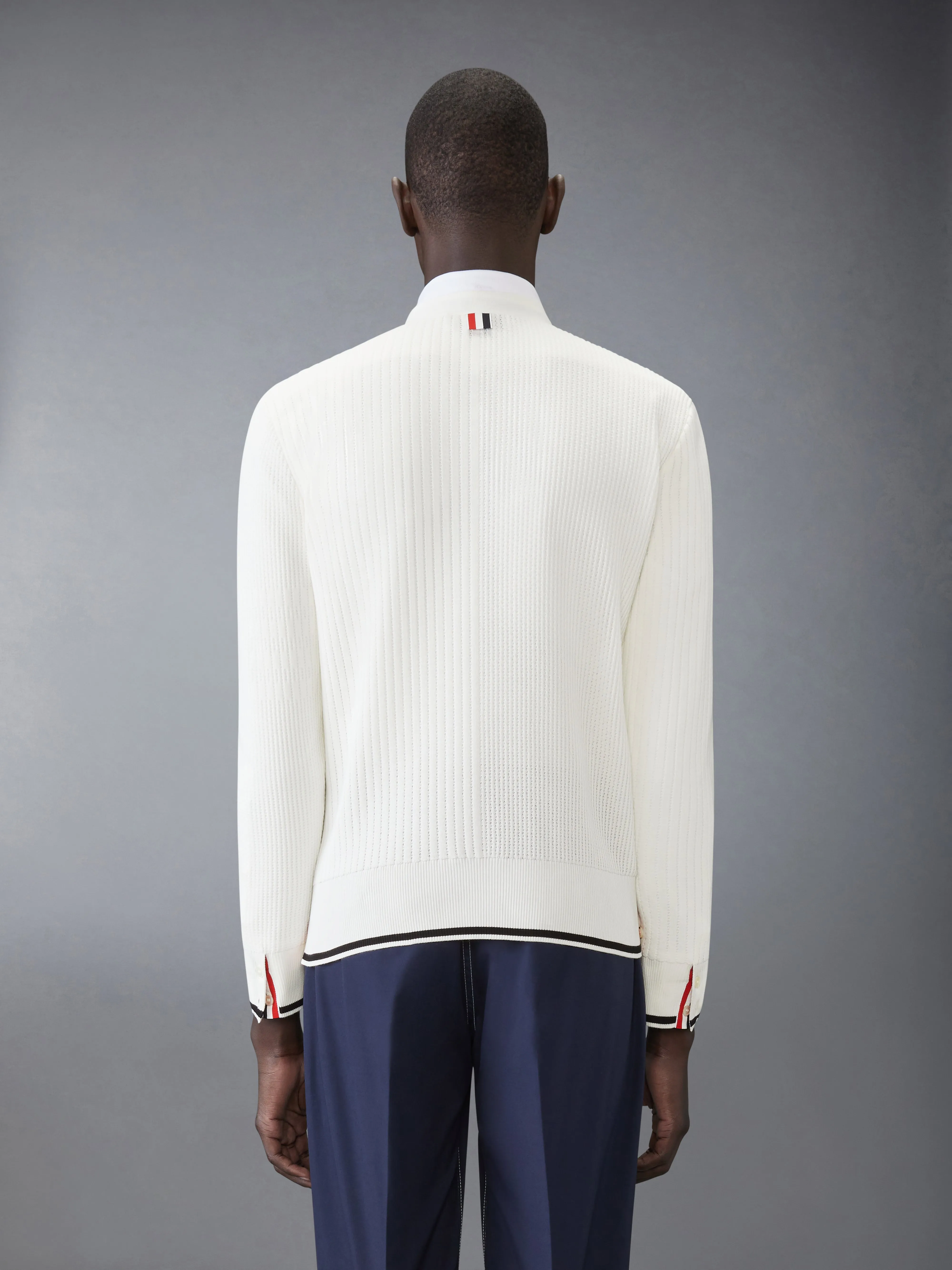 HALF & HALF 4-BAR RELAXED FIT V NECK CARDIGAN sold by Thom Browne product image thumbnail 2