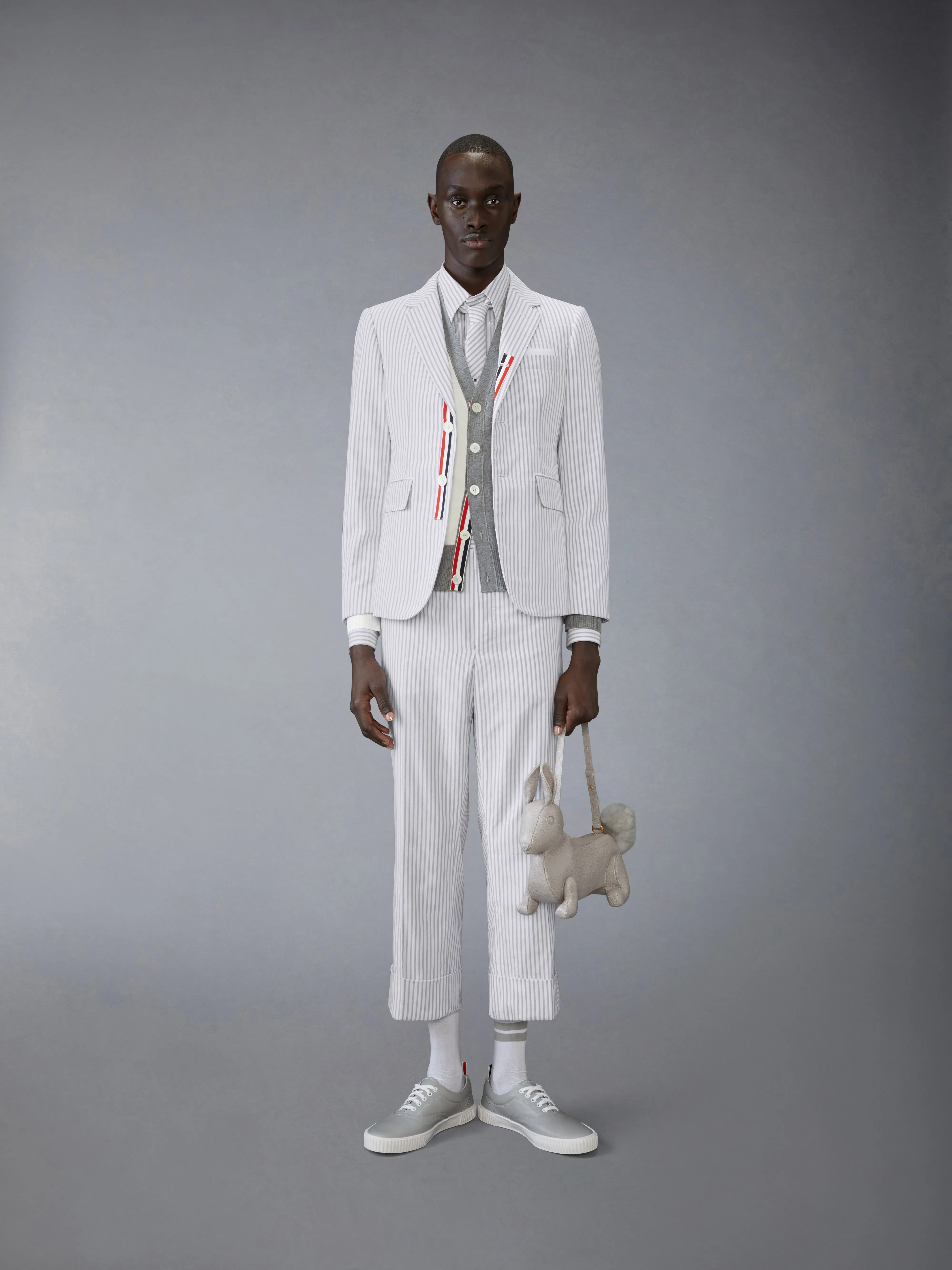 FUNMIX 4-BAR RELAXED FIT V NECK CARDIGAN sold by Thom Browne product image thumbnail 4