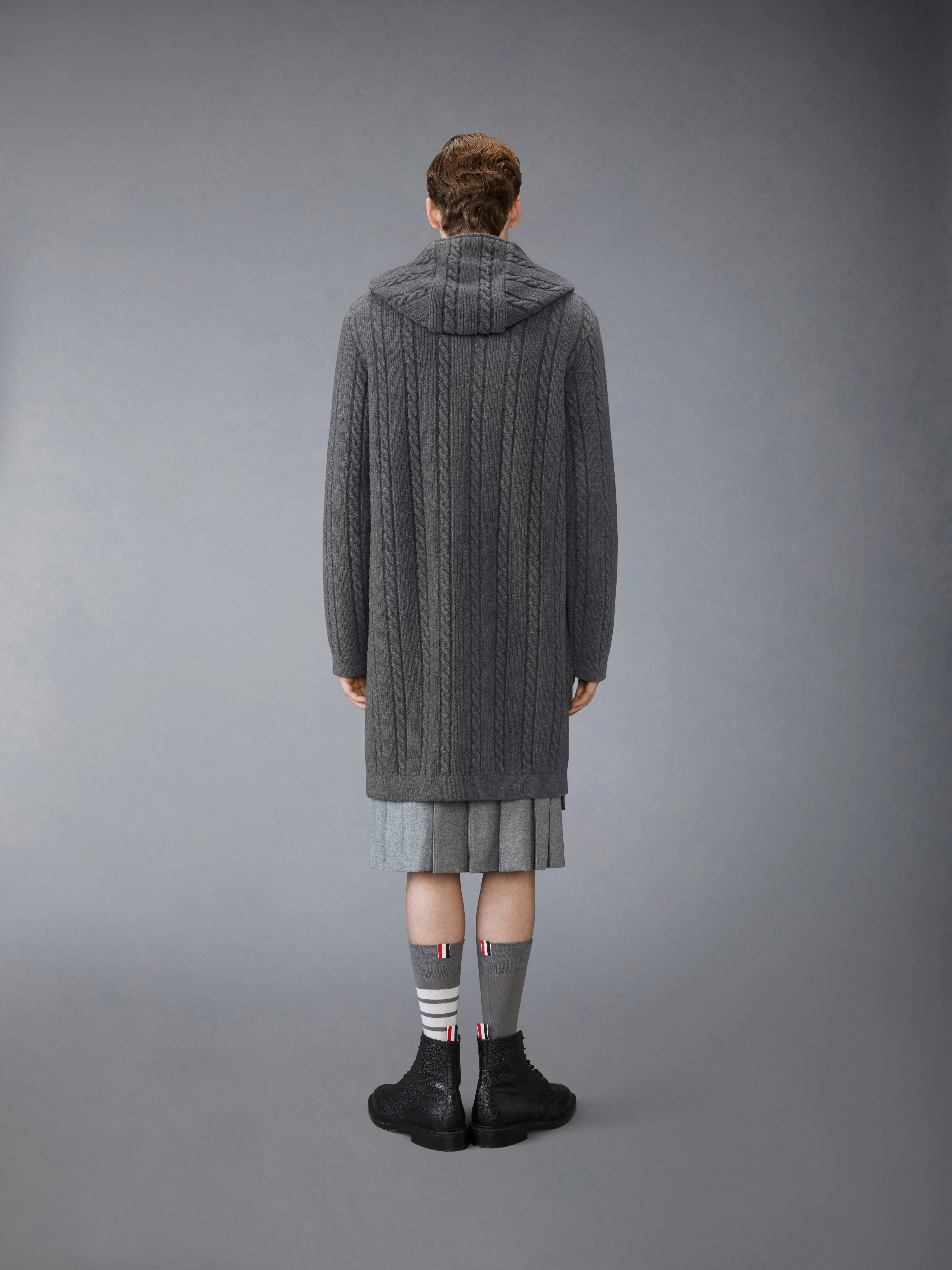 MERINO WOOL CABLE DUFFLE COAT sold by Thom Browne product image thumbnail 3