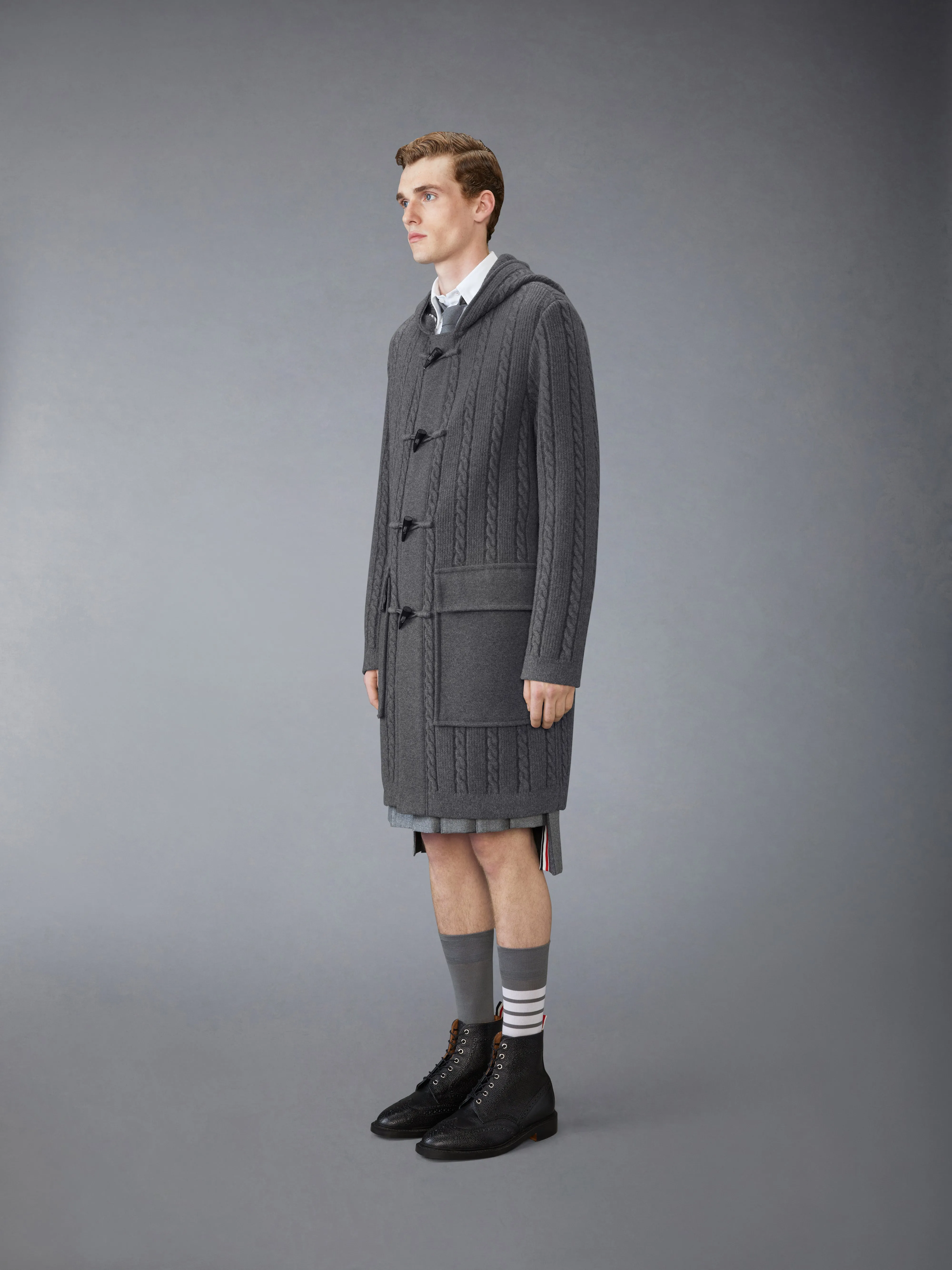 MERINO WOOL CABLE DUFFLE COAT sold by Thom Browne product image thumbnail 2