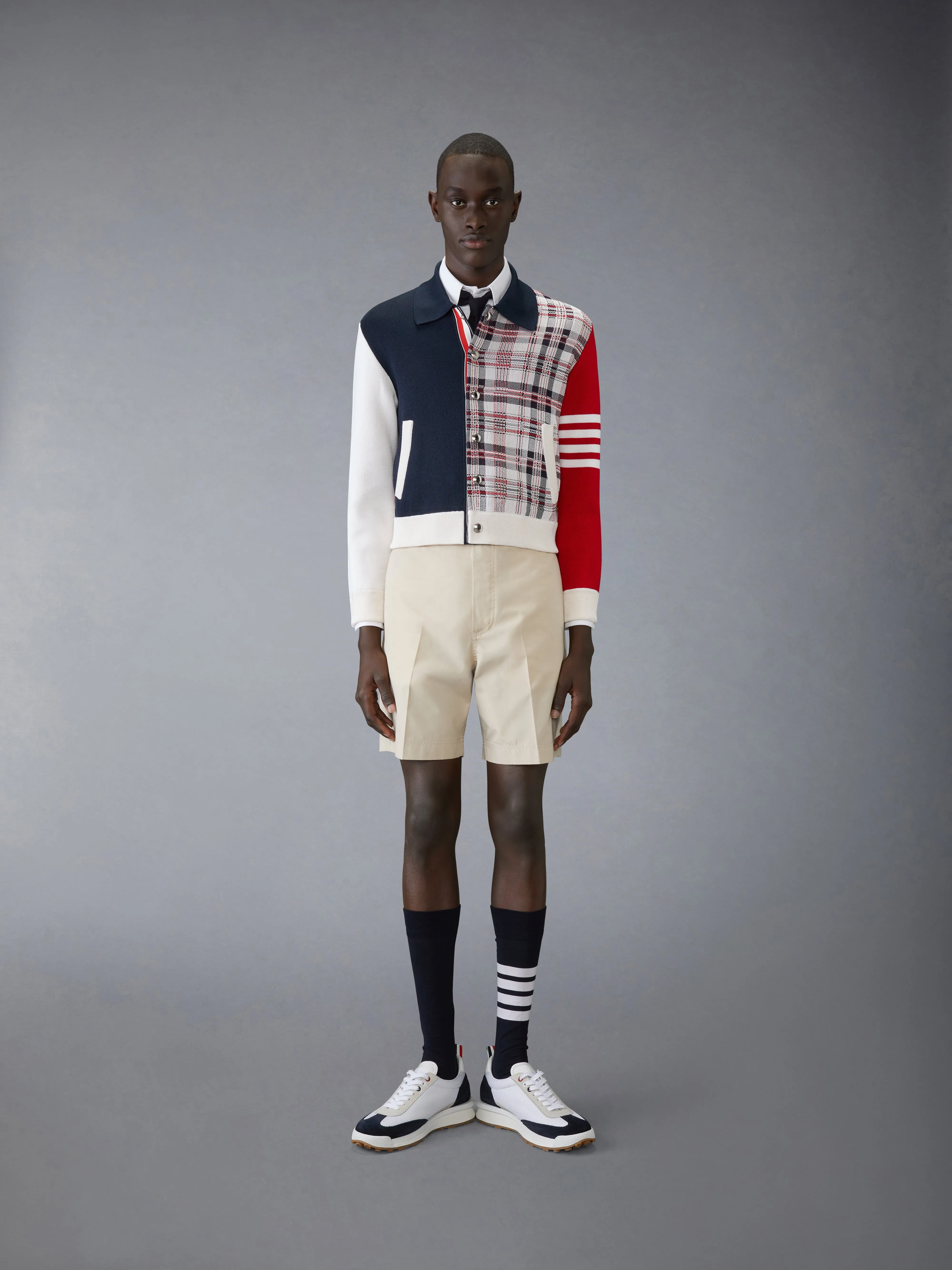 FUNMIX MADRAS CHECK 4-BAR BOMBER JACKET sold by Thom Browne product image thumbnail 3
