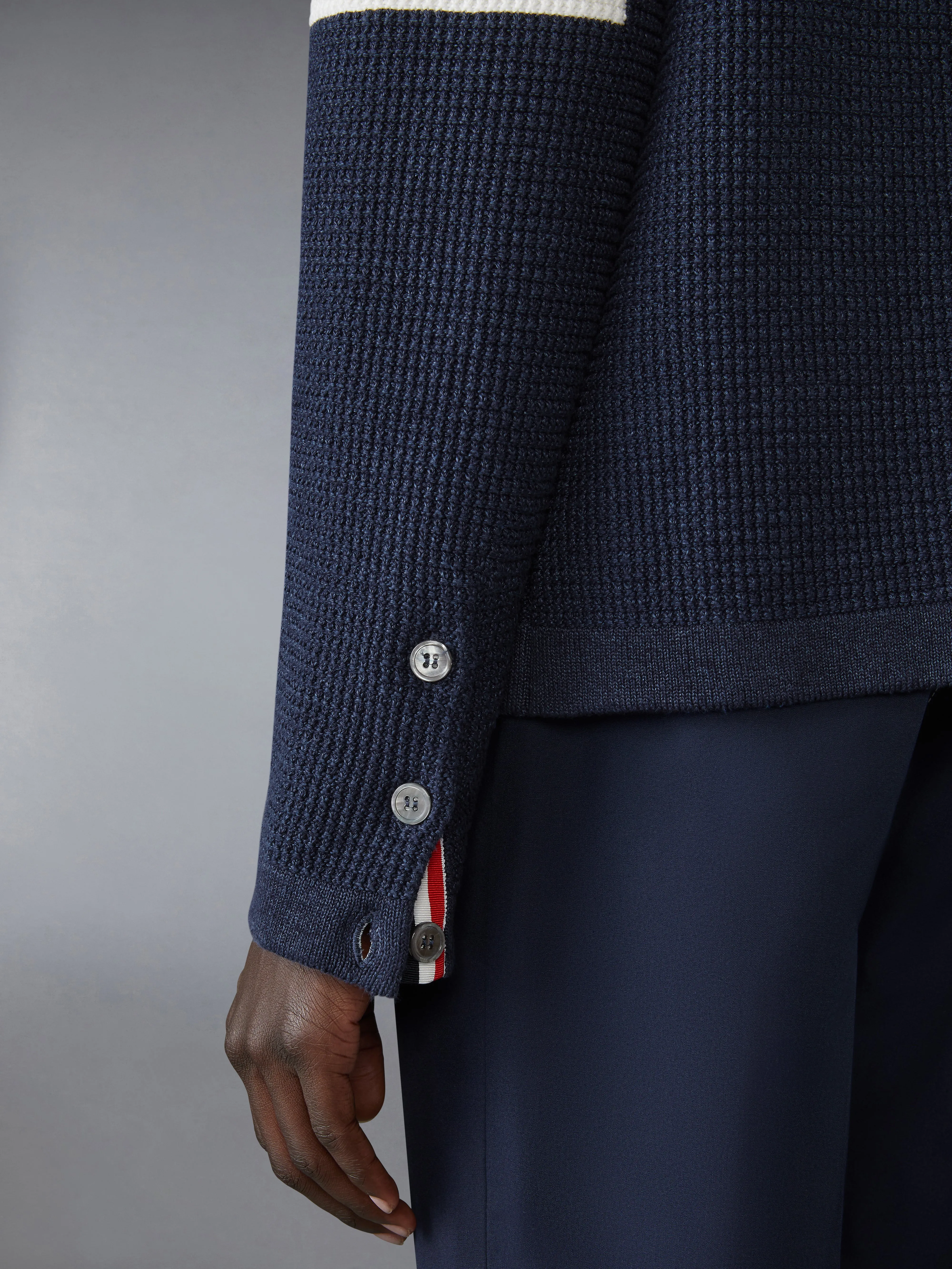 LINEN COTTON 4-BAR CARIDGAN JACKET sold by Thom Browne product image thumbnail 4