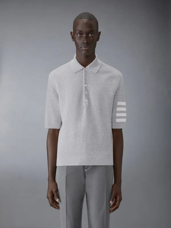 LINEN COTTON 4-BAR RELAXED FIT POLO sold by Thom Browne