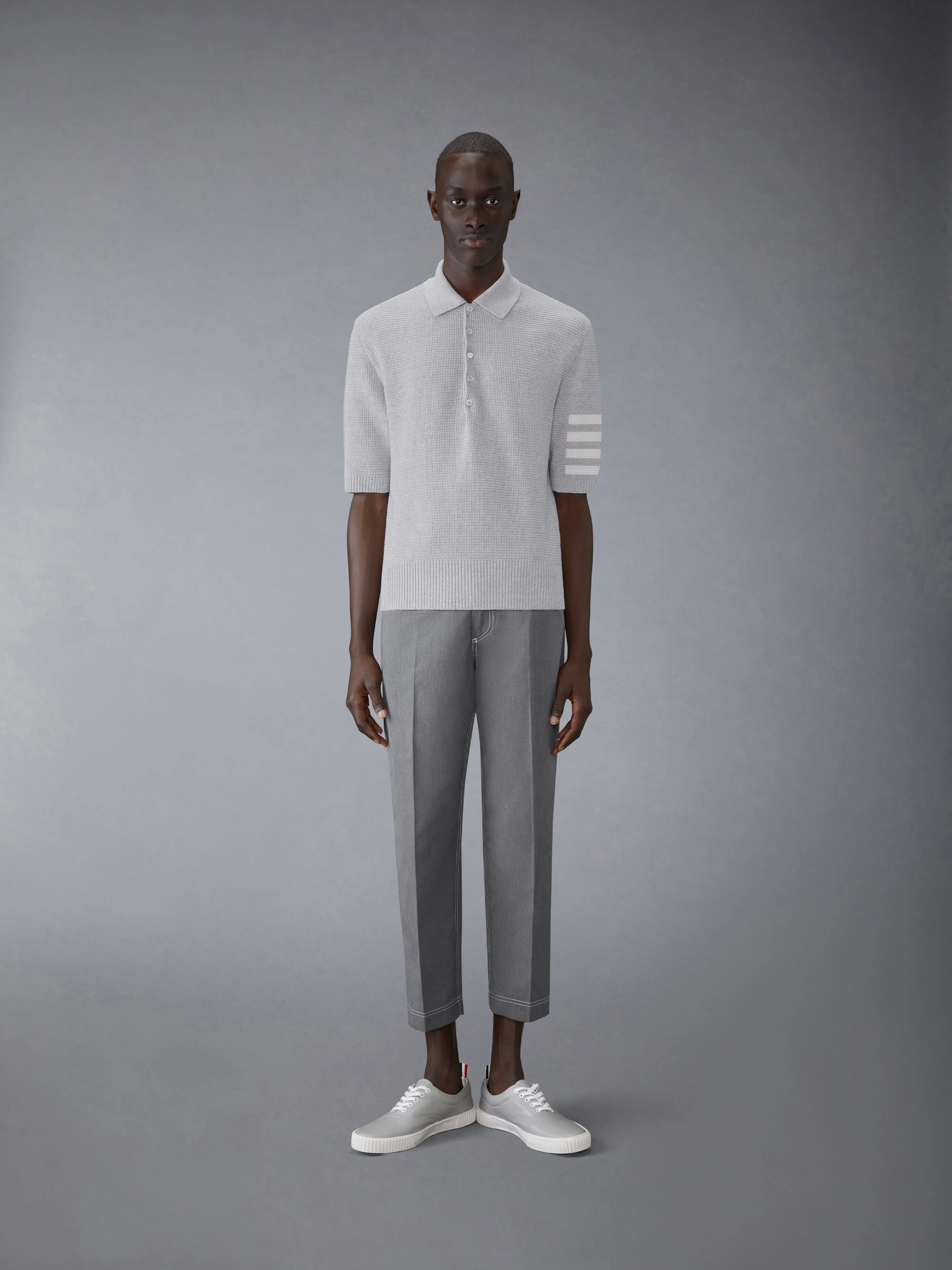 LINEN COTTON 4-BAR RELAXED FIT POLO sold by Thom Browne product image thumbnail 3