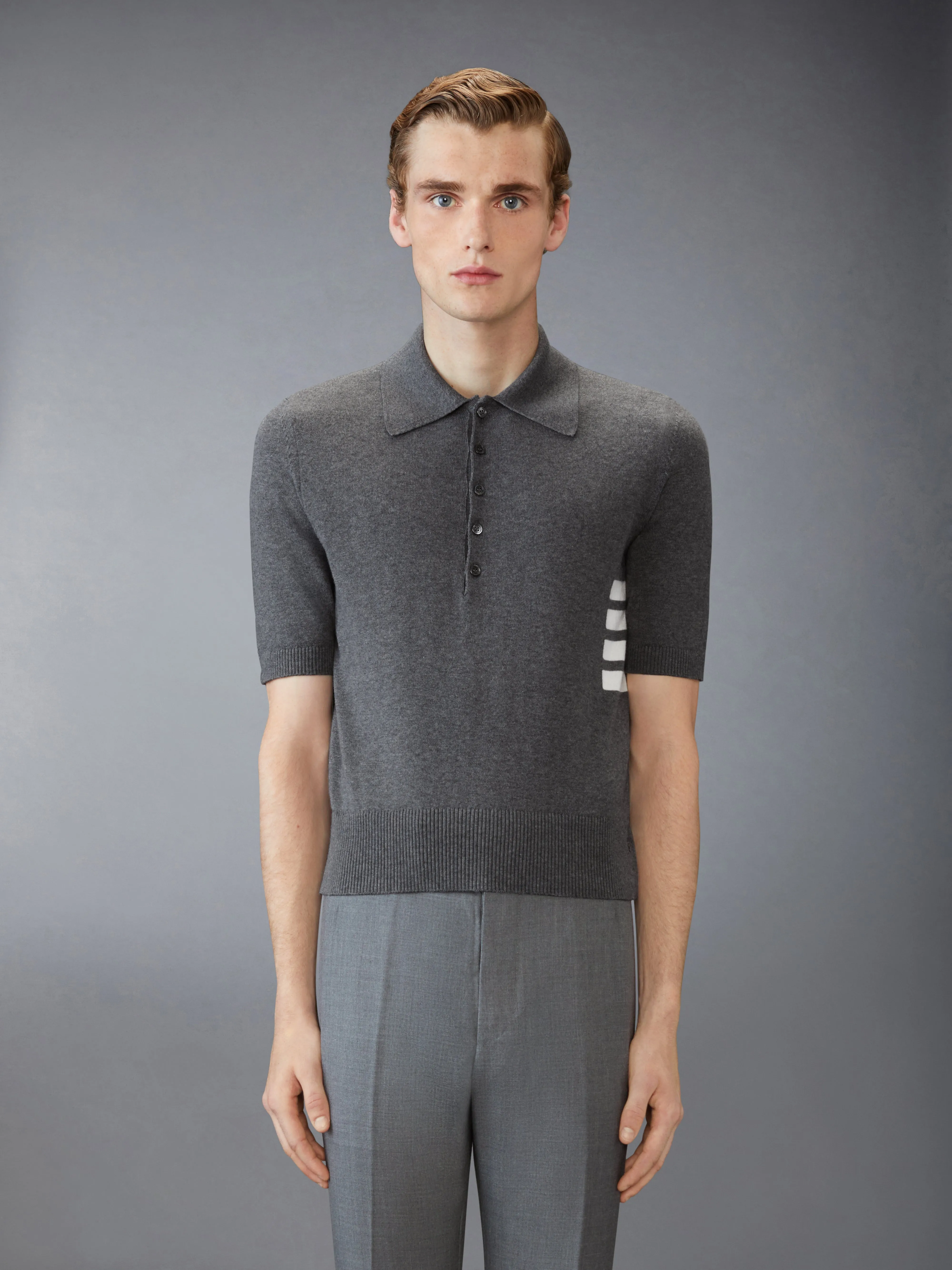 COTTON 4-BAR RELAXED FIT POLO sold by Thom Browne