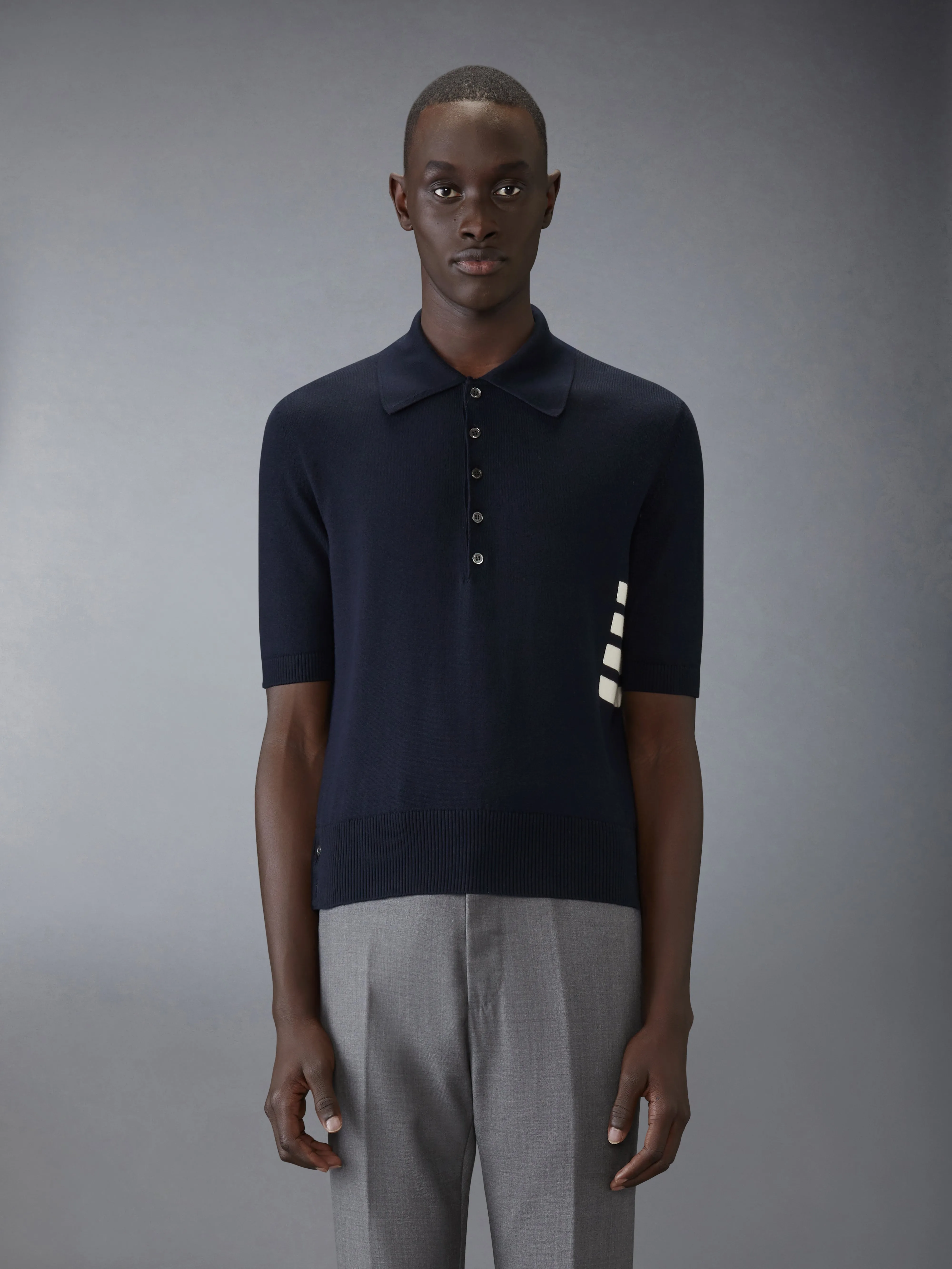 COTTON 4-BAR RELAXED FIT POLO sold by Thom Browne