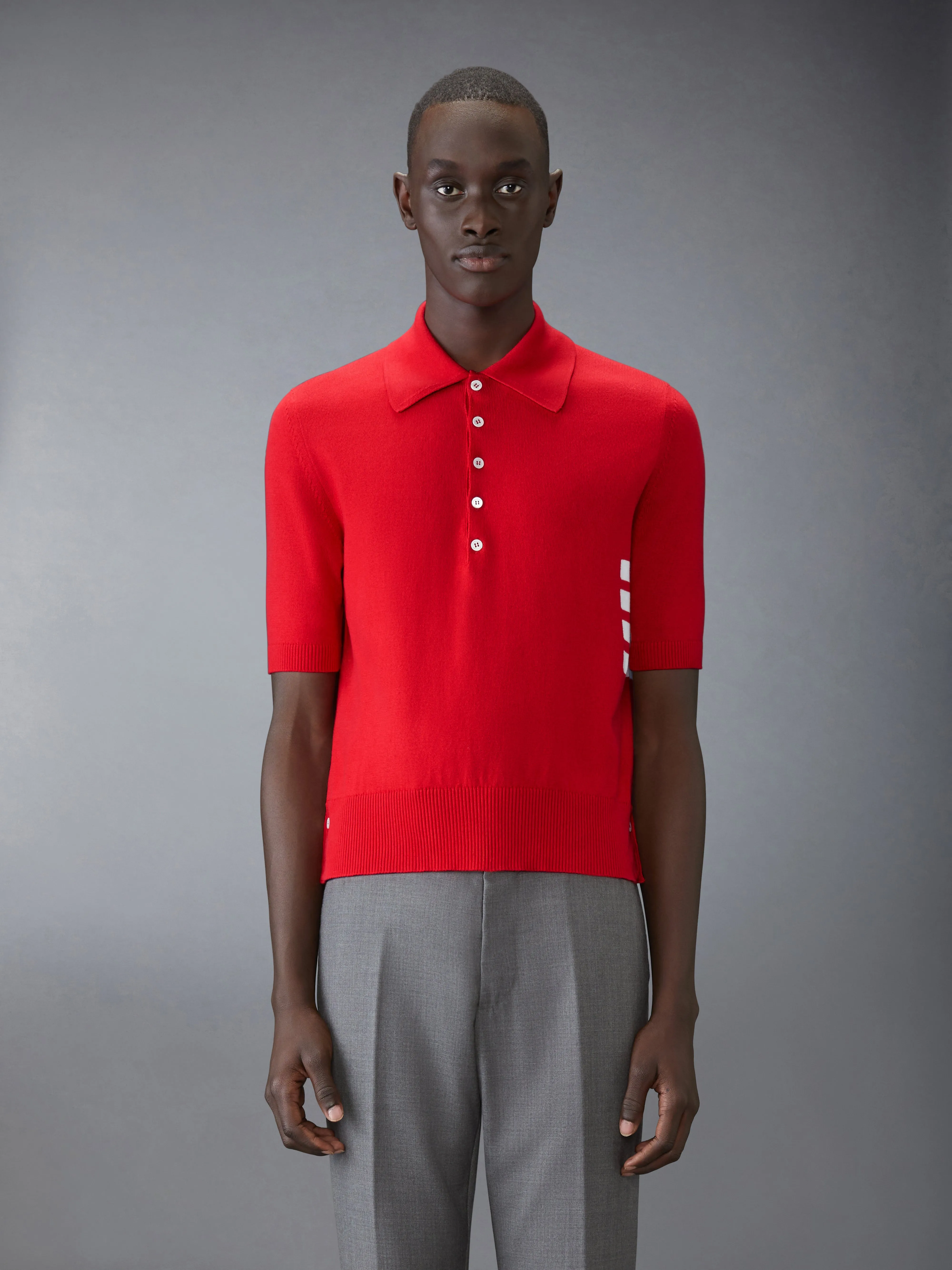 COTTON 4-BAR RELAXED FIT POLO sold by Thom Browne
