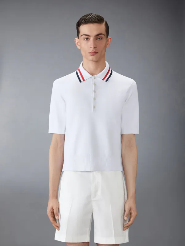 STRETCH VISCOSE TENNIS POLO sold by Thom Browne