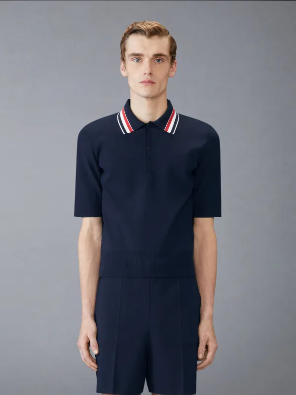 STRETCH VISCOSE TENNIS POLO sold by Thom Browne