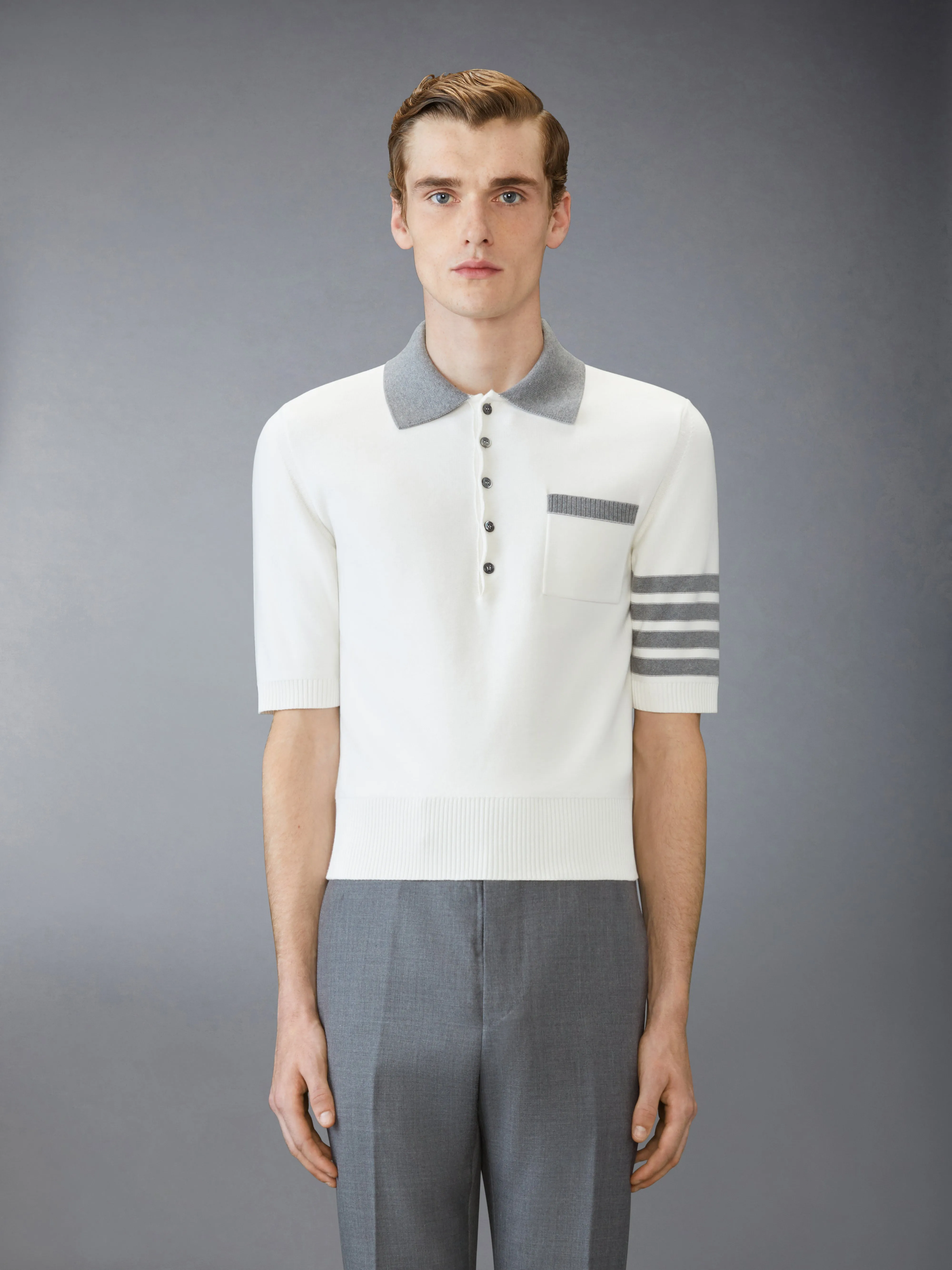 COTTON 4-BAR RELAXED FIT HECTOR POLO sold by Thom Browne