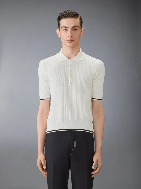 HALF & HALF COTTON 4-BAR RELAXED FIT POLO sold by Thom Browne