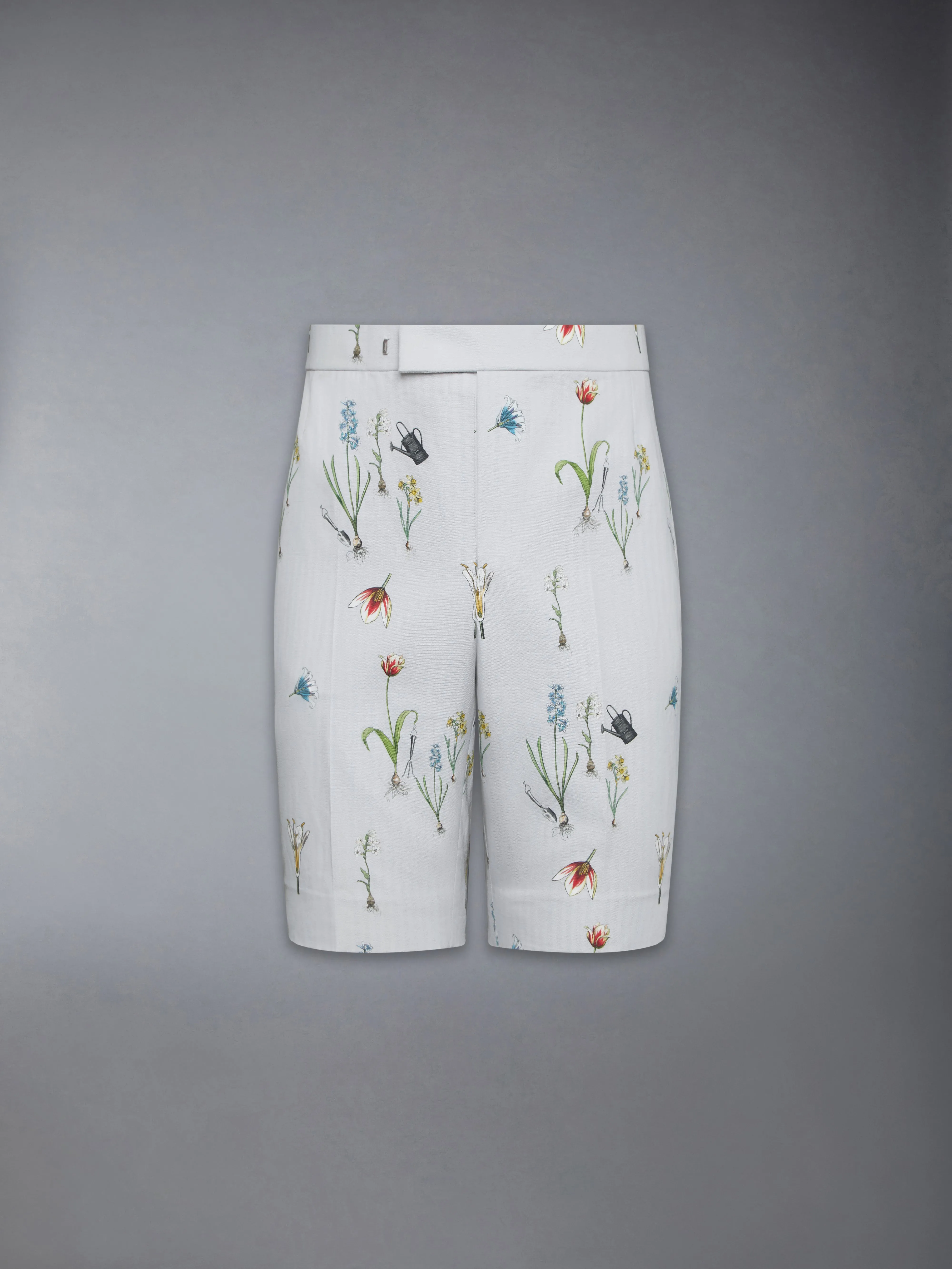 COTTON LINEN BOTANICAL BACKSTRAP SHORTS sold by Thom Browne product image thumbnail 5