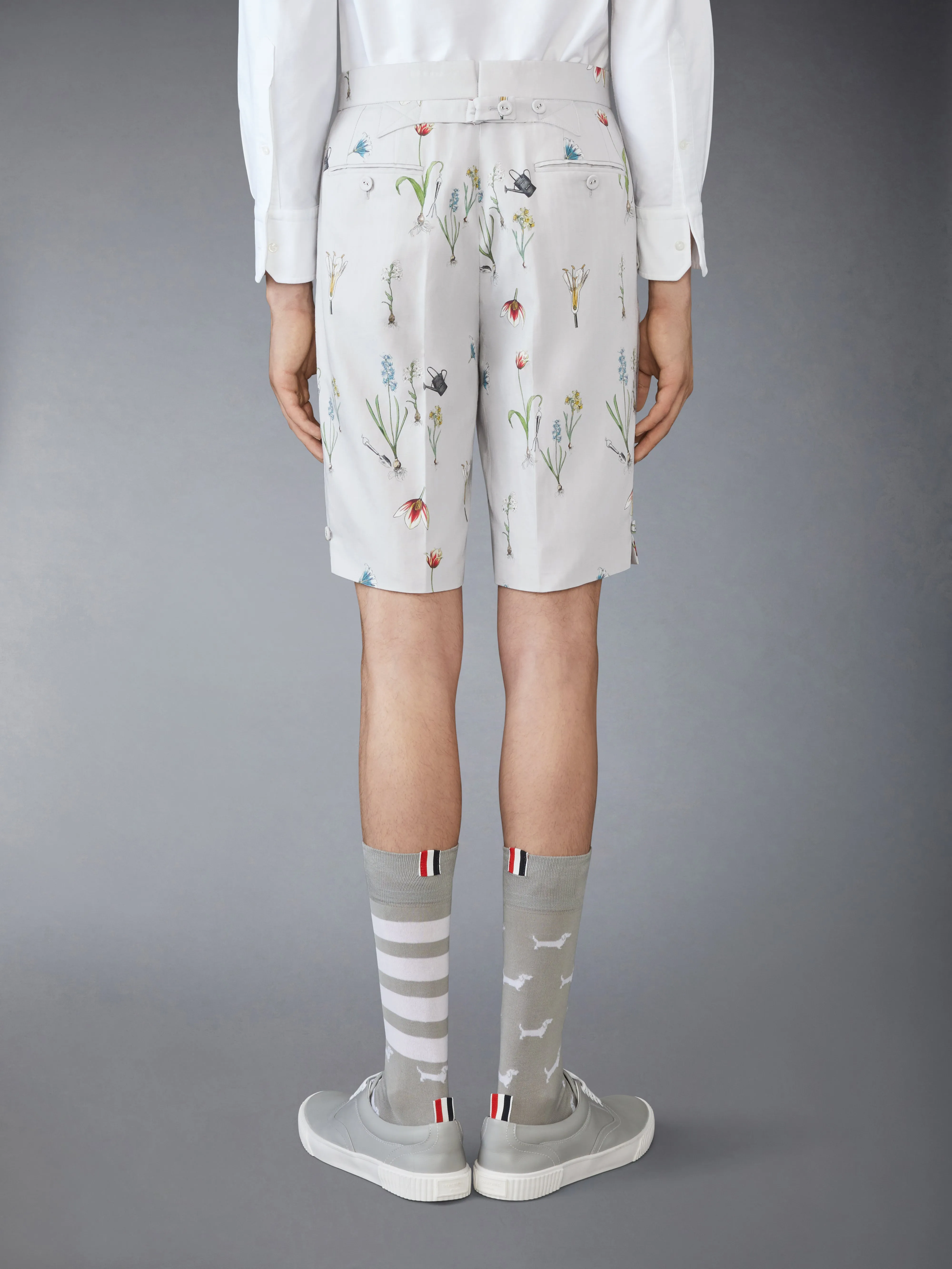 COTTON LINEN BOTANICAL BACKSTRAP SHORTS sold by Thom Browne product image thumbnail 2