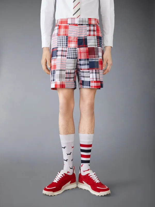 MADRAS PATCHWORK UTILITY CHINO SHORT sold by Thom Browne