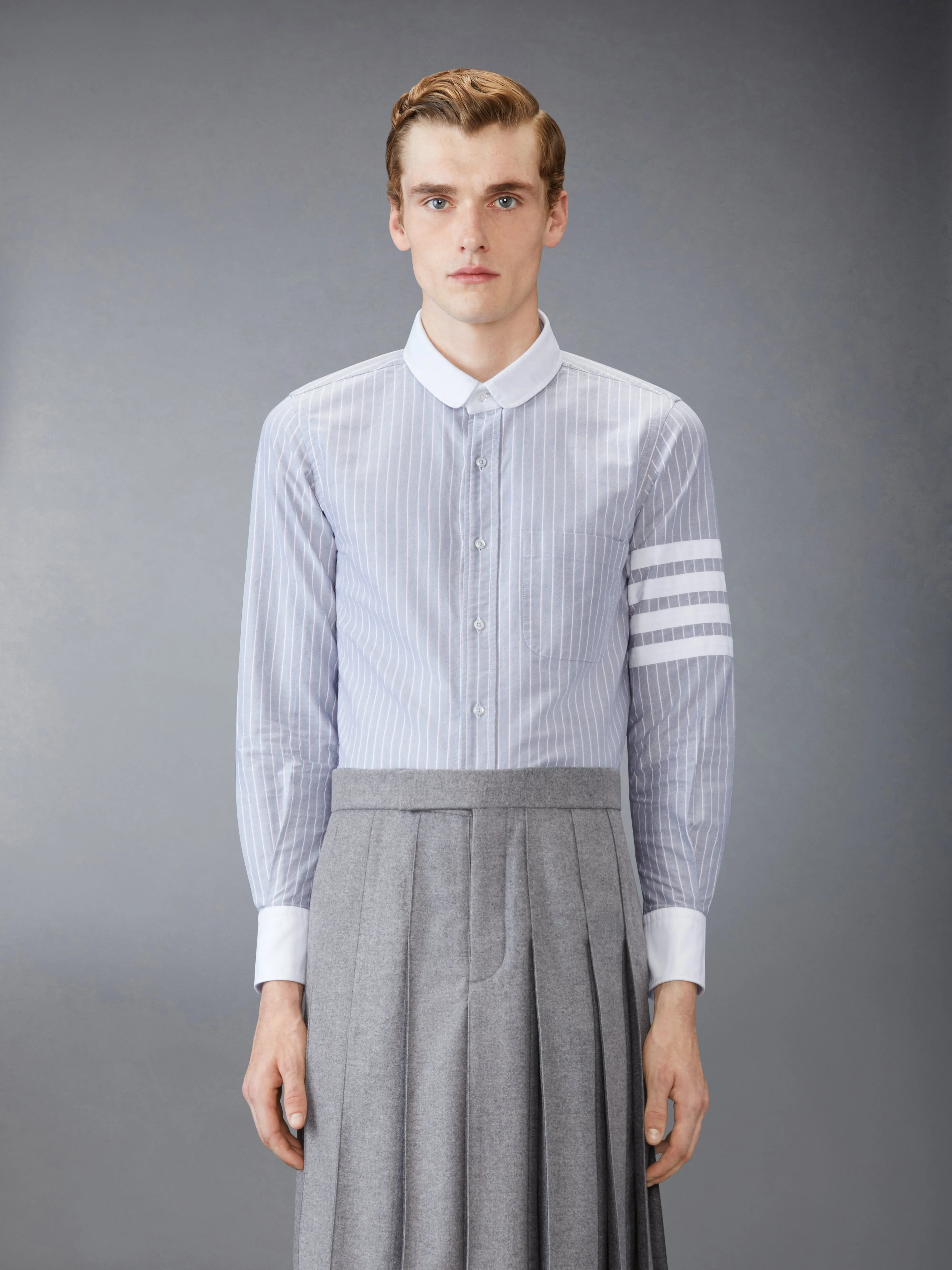 OXFORD 4-BAR SHADOW PINSTRIPE SHIRT sold by Thom Browne