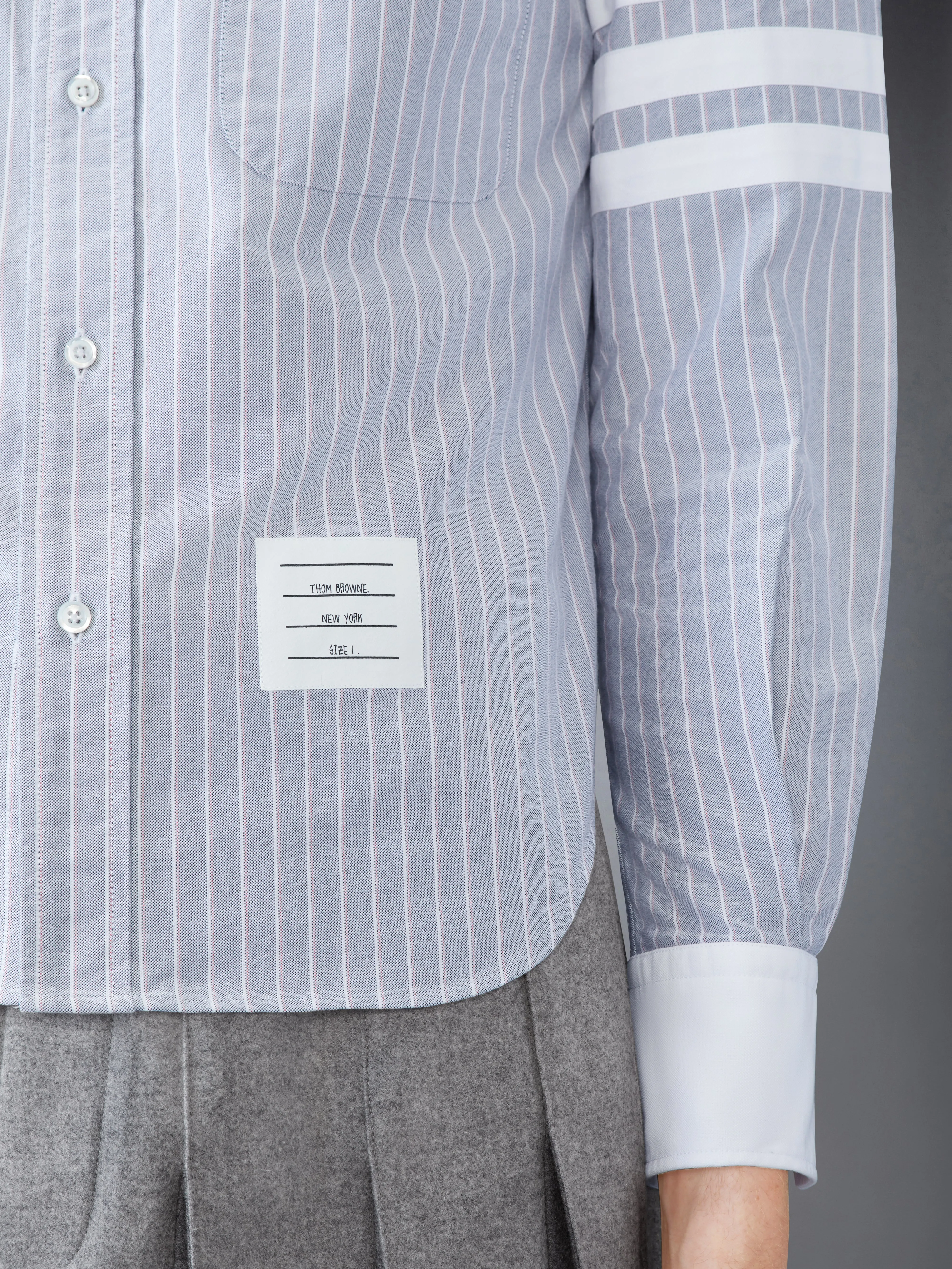 OXFORD 4-BAR SHADOW PINSTRIPE SHIRT sold by Thom Browne product image thumbnail 5