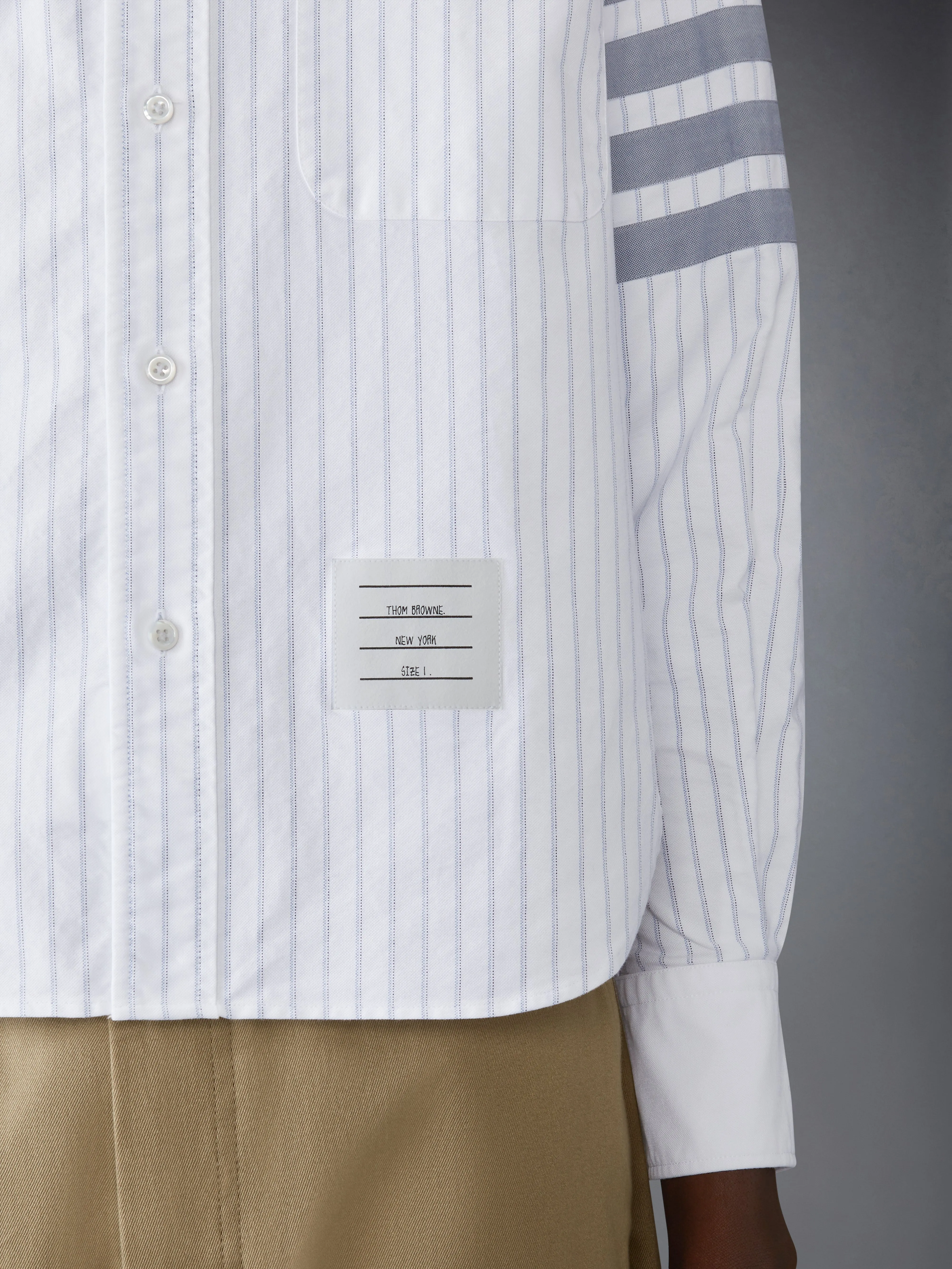 OXFORD 4-BAR SHADOW PINSTRIPE SHIRT sold by Thom Browne product image thumbnail 5