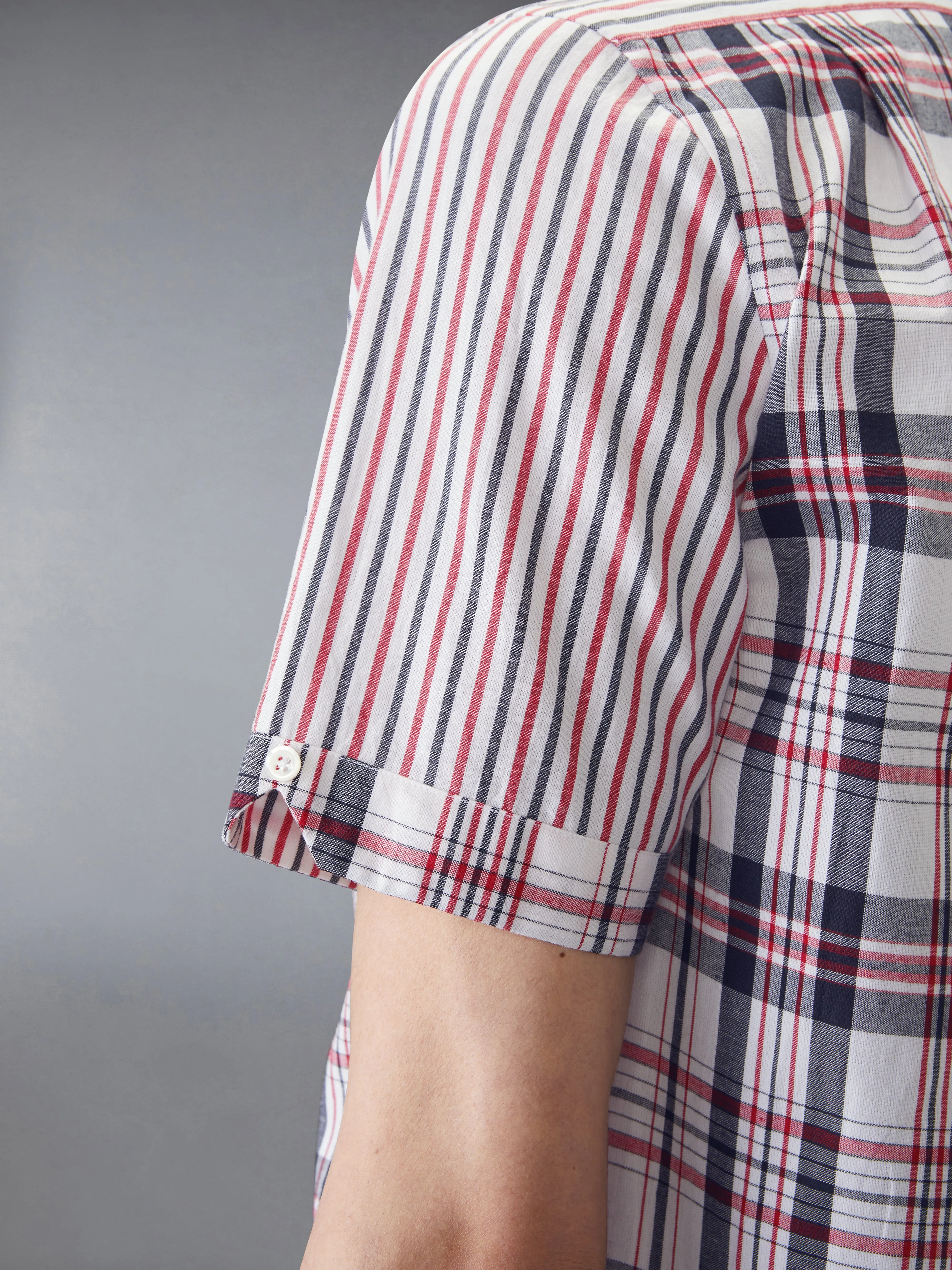 FUNMIX MADRAS COTTON SHORT SLEEVE SHIRT sold by Thom Browne product image thumbnail 5