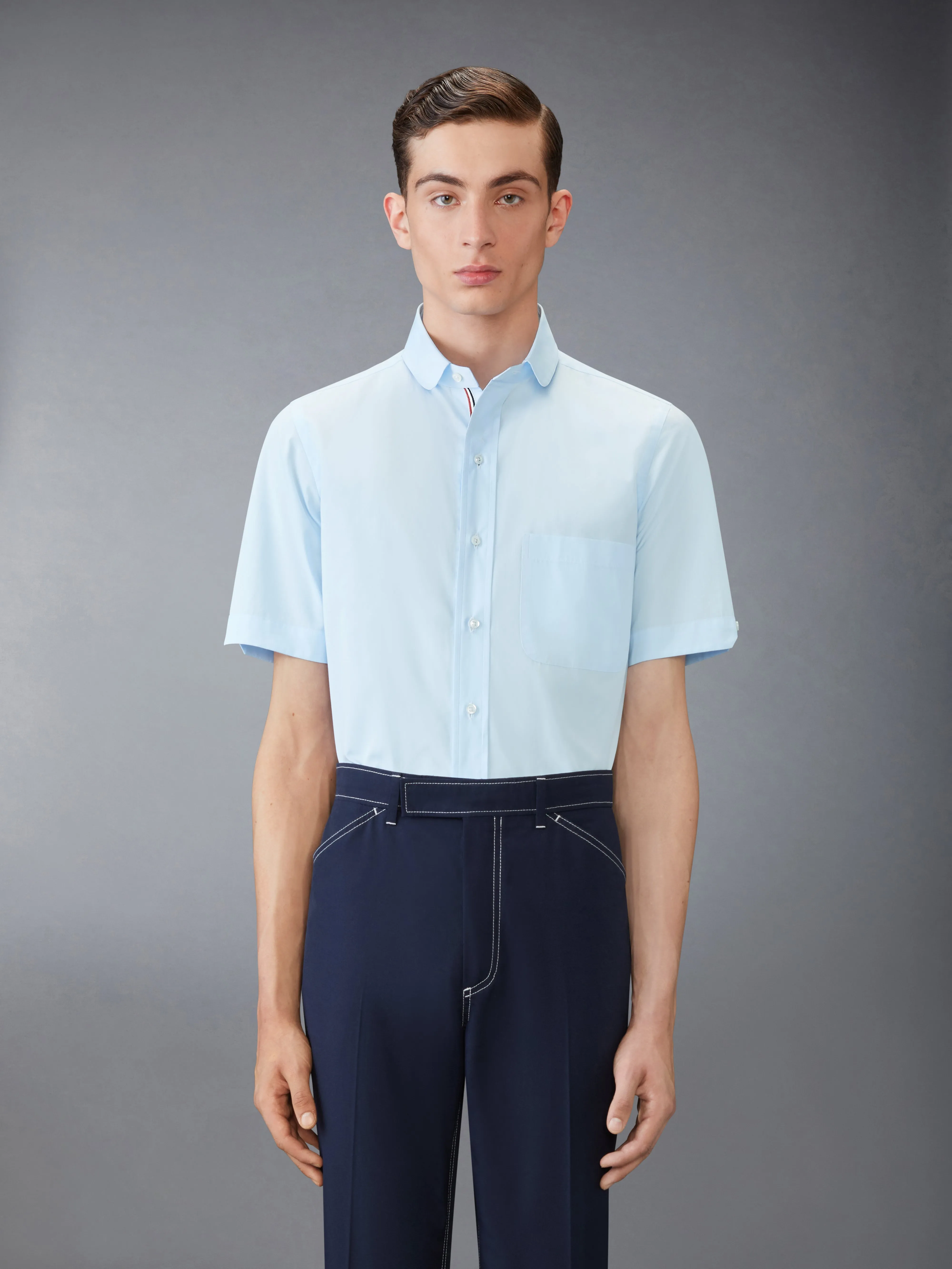 POPLIN ROUND HEM SHIRT sold by Thom Browne