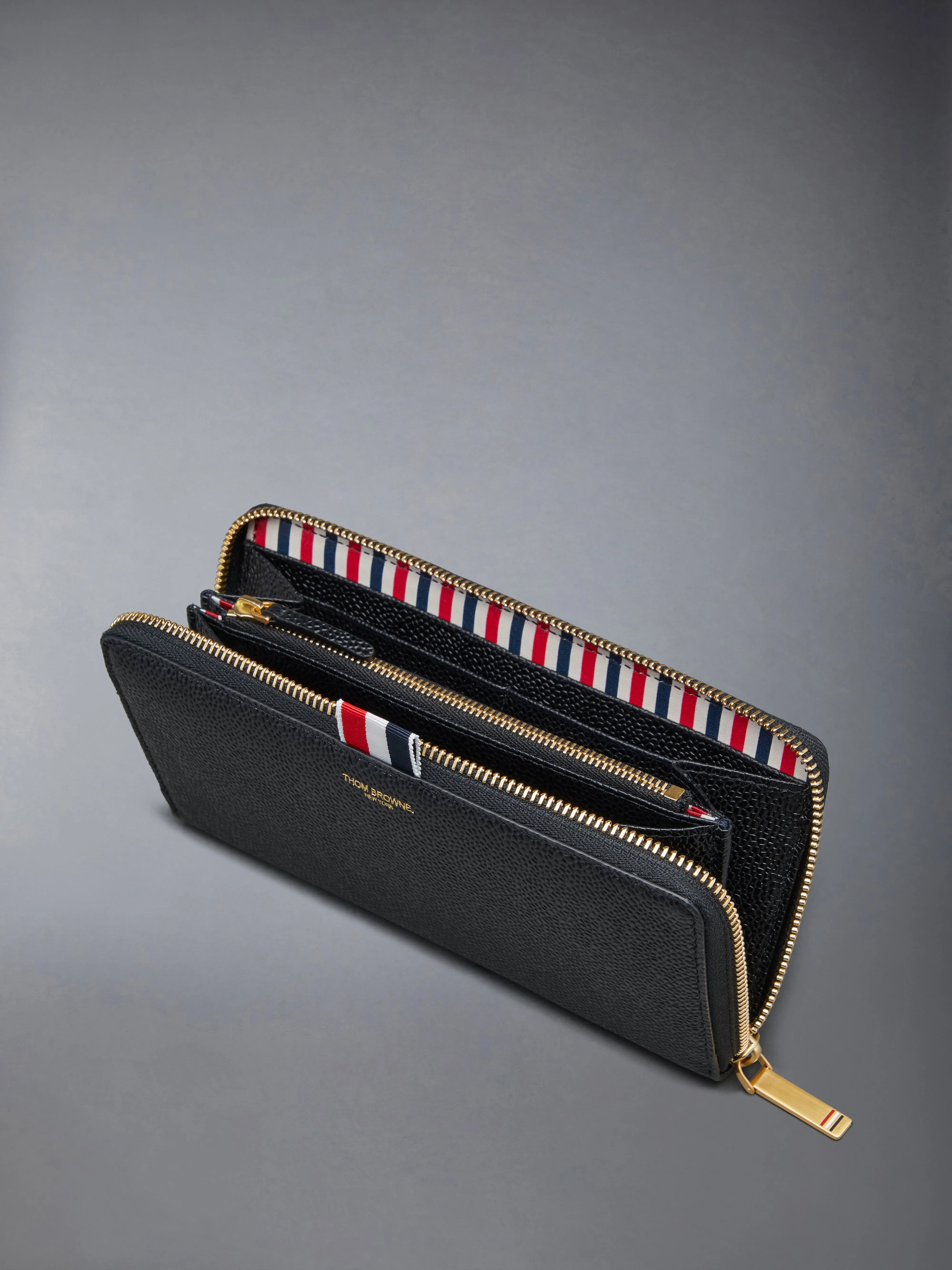 Pebble Grain Leather Slim Long Ziparound Purse sold by Thom Browne product image thumbnail 4