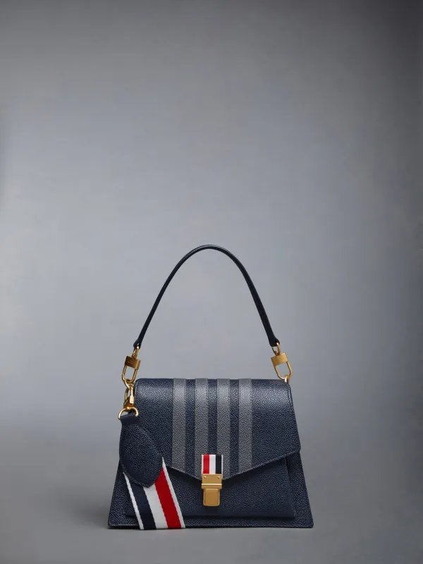 PEBBLE GRAIN LEATHER 4-BAR TRAPEZE BAG sold by Thom Browne