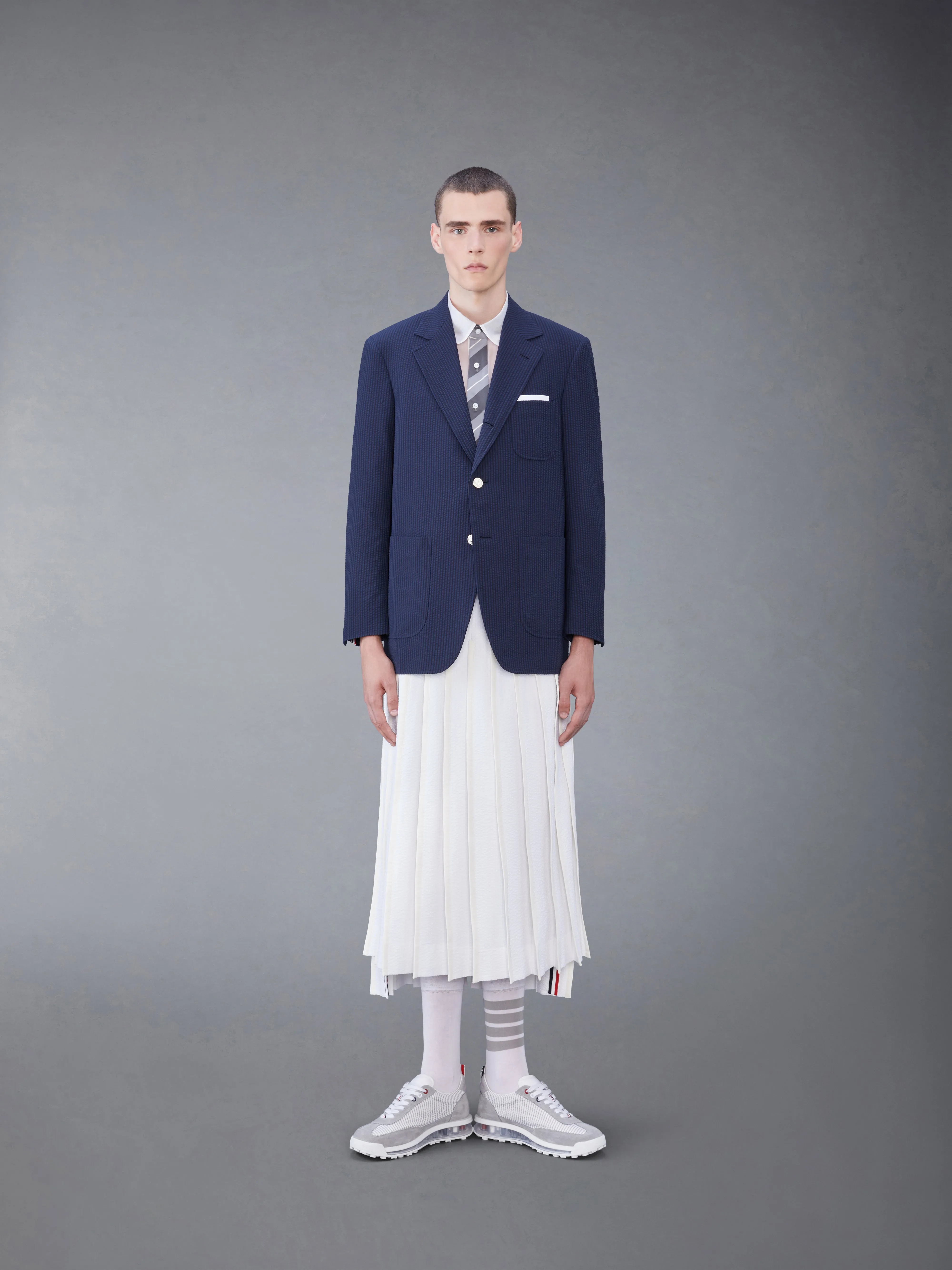 SILK ORGANZA TIE APPLIQUE ROUND COLLAR SHIRT sold by Thom Browne product image thumbnail 4