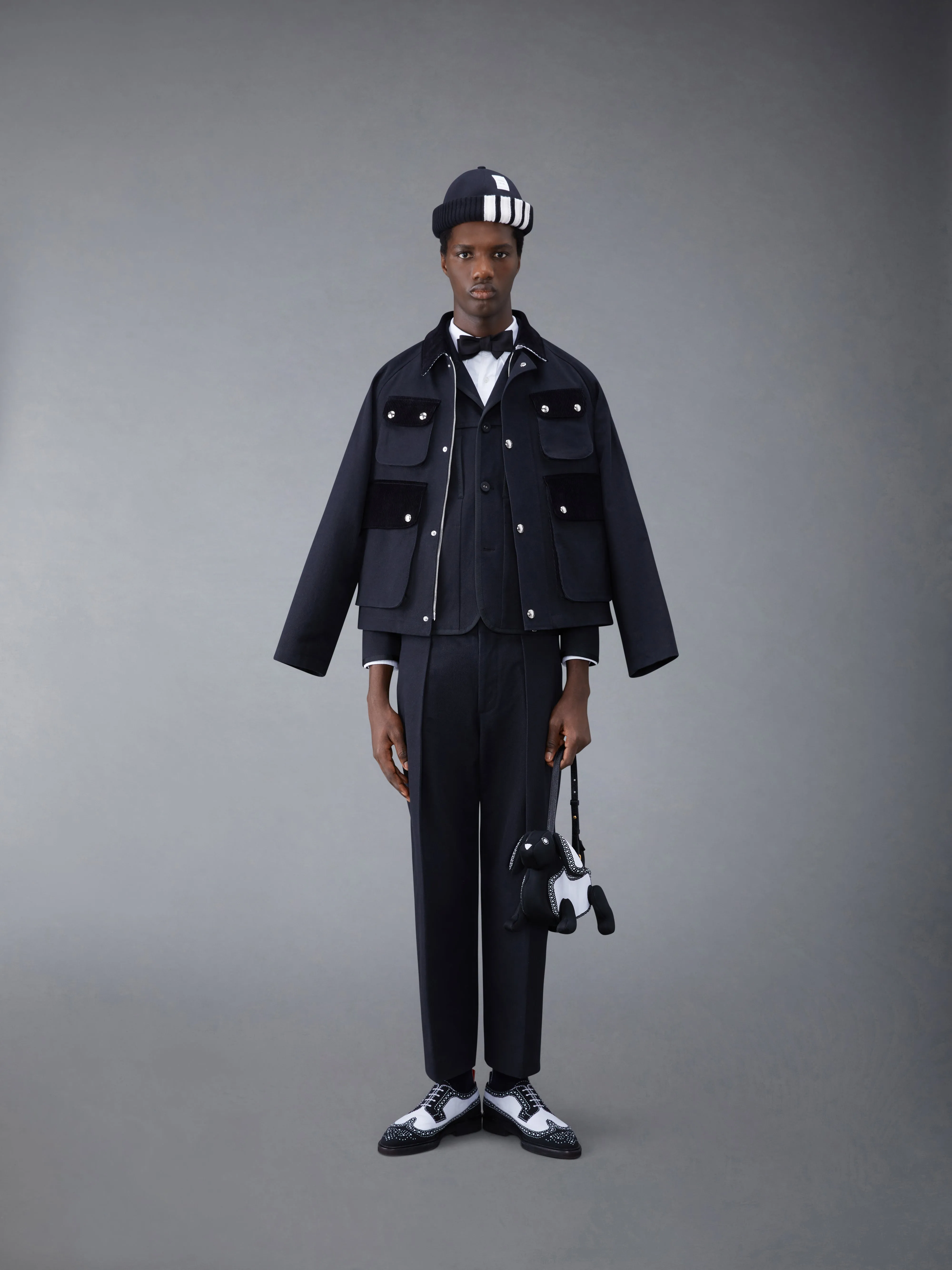SELVEDGE DENIM CROPPED RELAXED FIELD JACKET sold by Thom Browne product image thumbnail 3