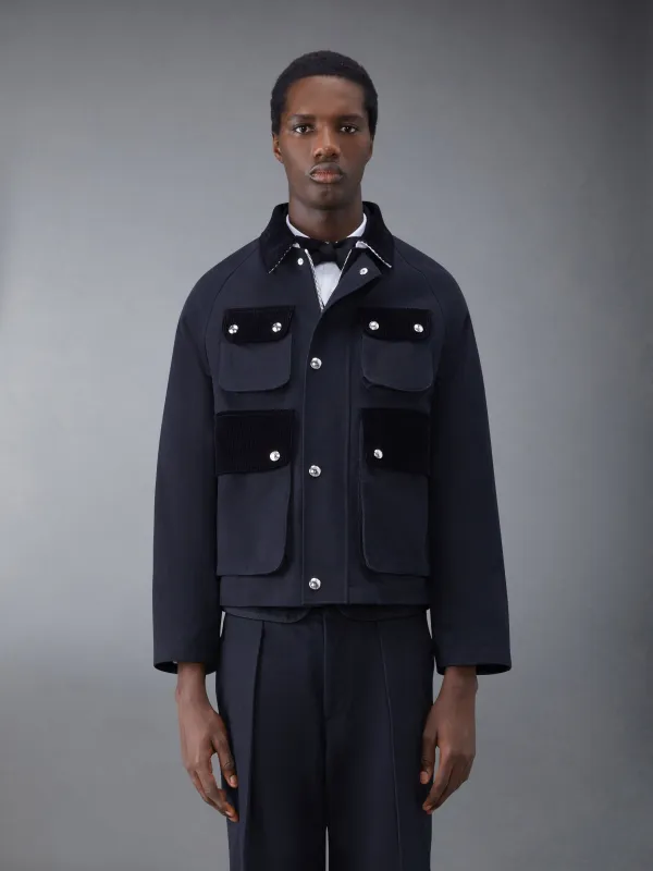 SELVEDGE DENIM CROPPED RELAXED FIELD JACKET sold by Thom Browne