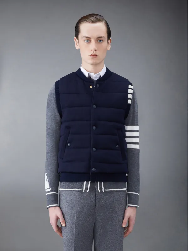 MERINO AND JERSEY DOWN REVERSIBLE VEST sold by Thom Browne