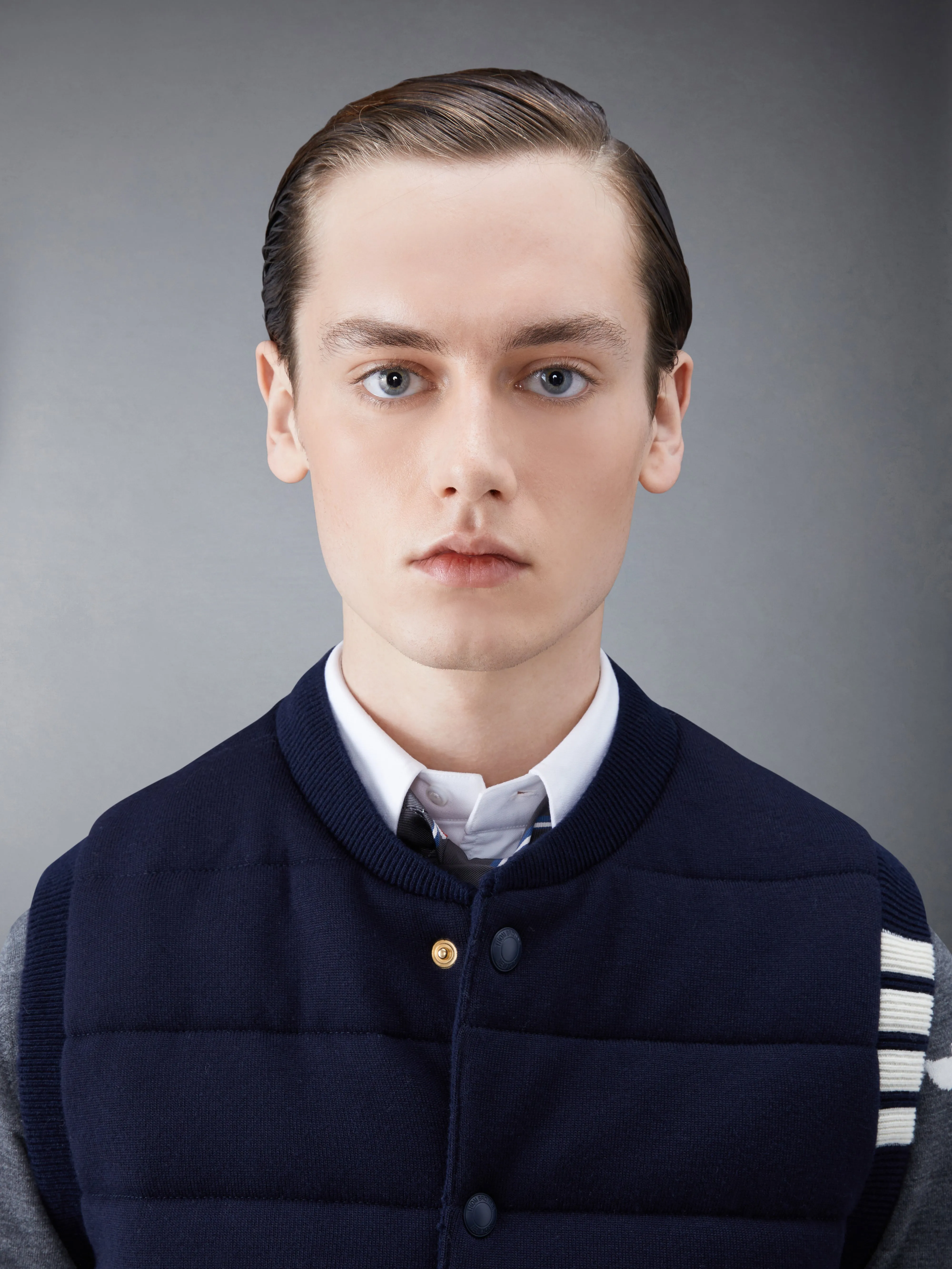 MERINO AND JERSEY DOWN REVERSIBLE VEST sold by Thom Browne product image thumbnail 5