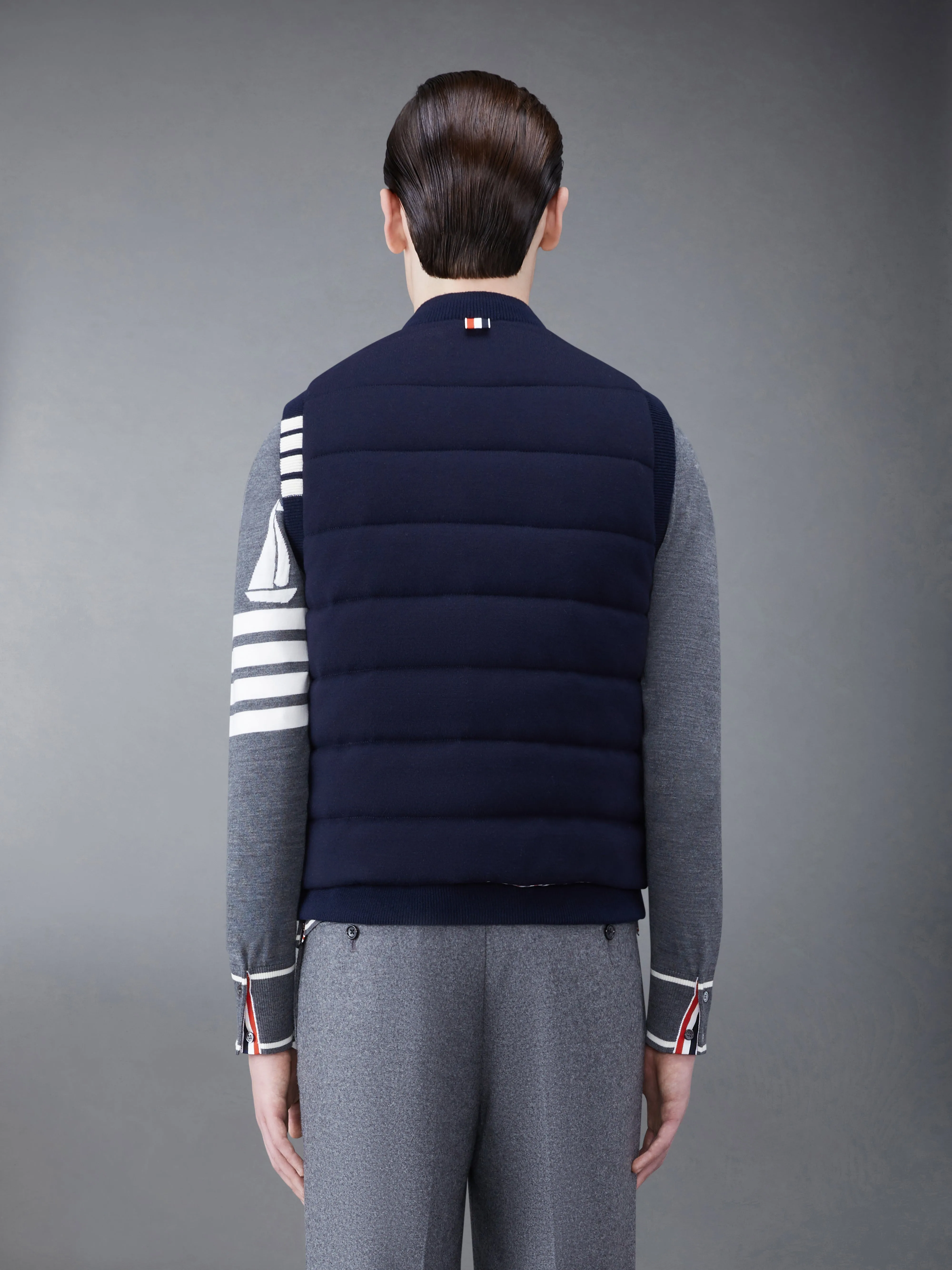 MERINO AND JERSEY DOWN REVERSIBLE VEST sold by Thom Browne product image thumbnail 3