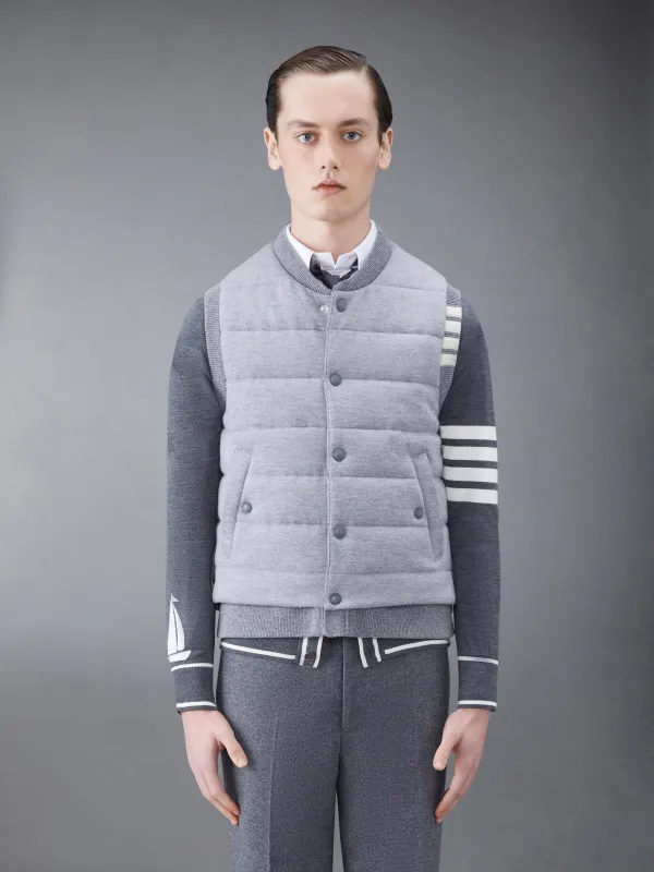 MERINO AND JERSEY DOWN REVERSIBLE VEST sold by Thom Browne