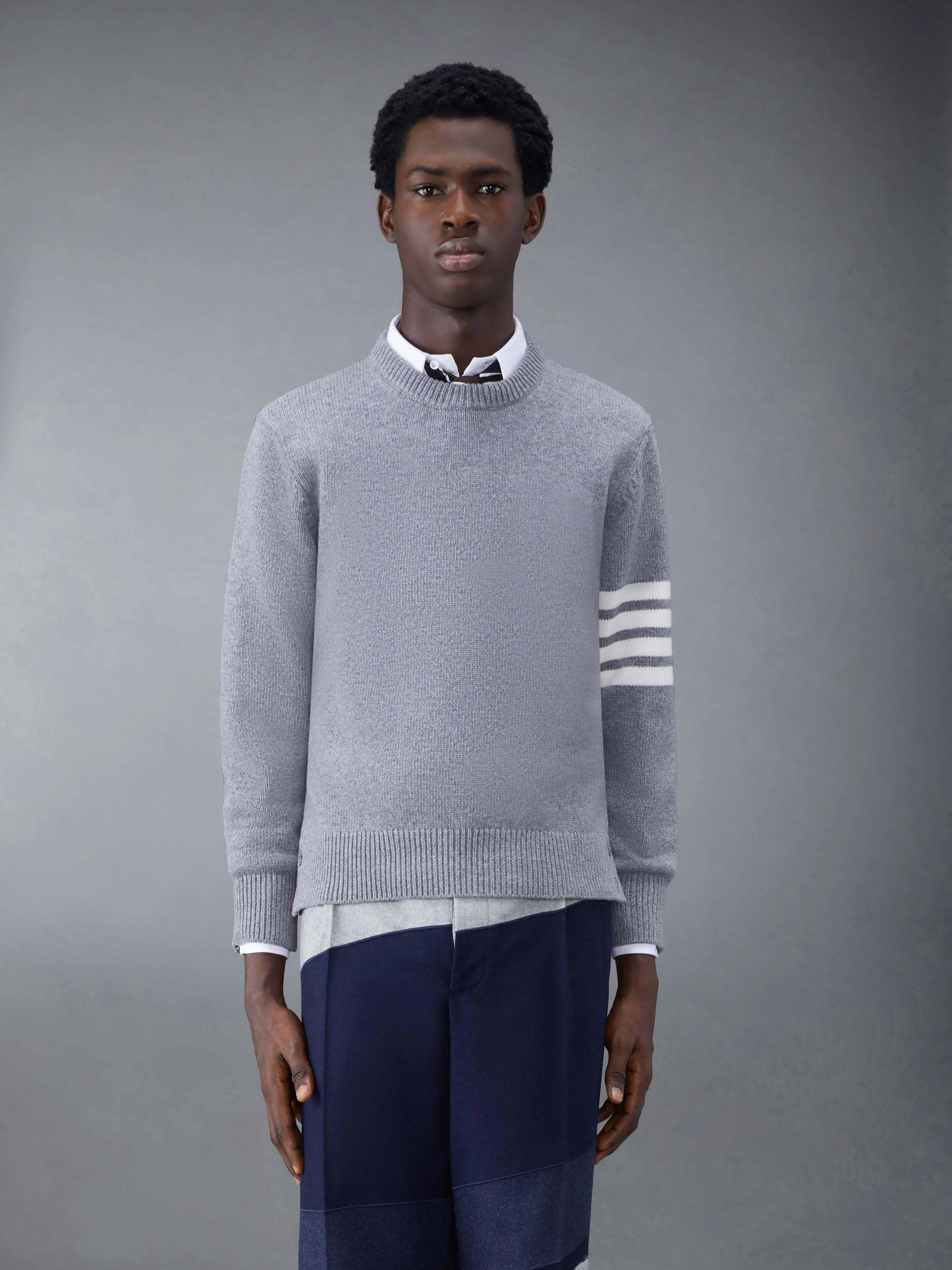Merino Jersey 4-Bar Crew Neck Pullover sold by Thom Browne