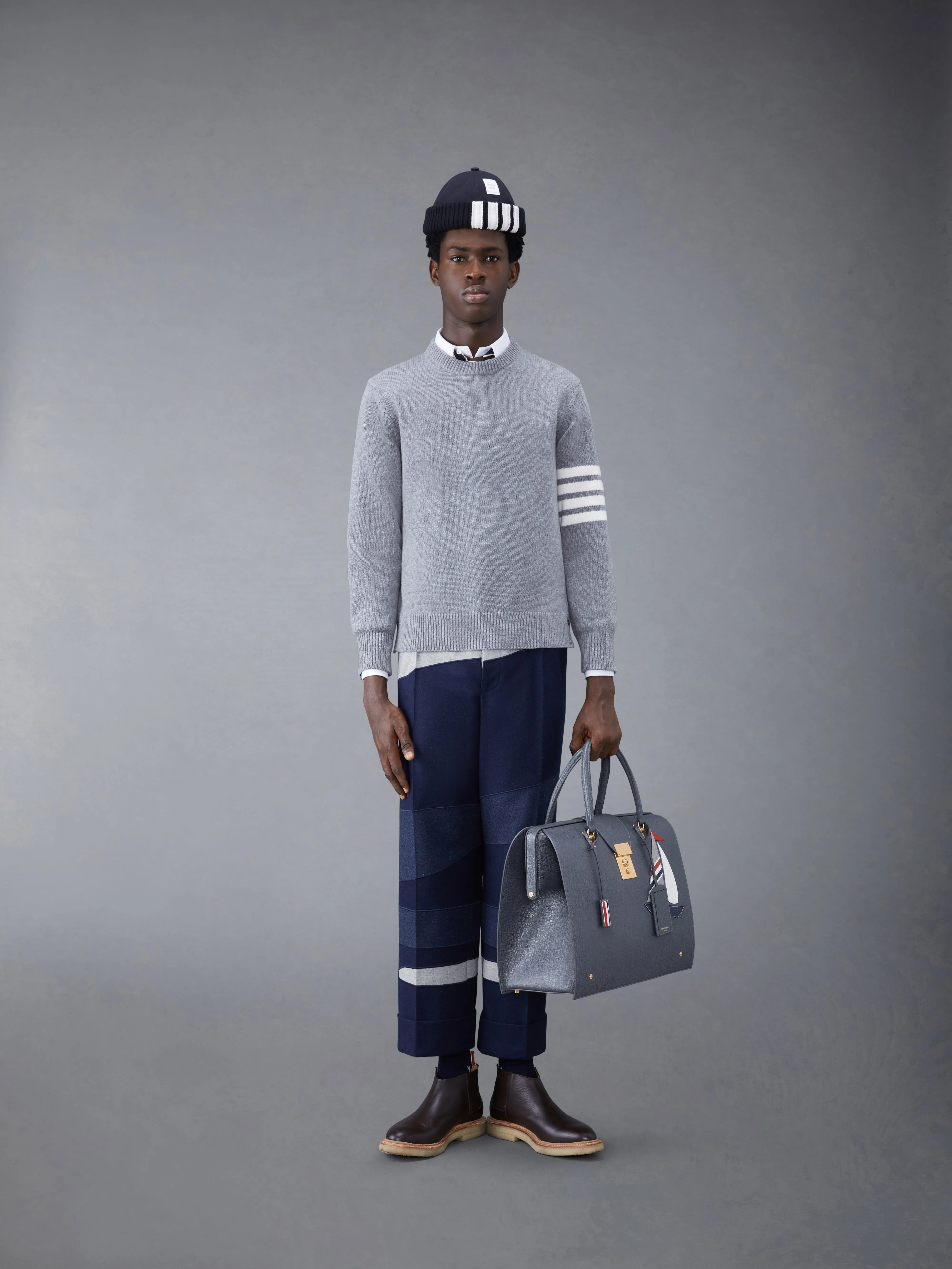 Merino Jersey 4-Bar Crew Neck Pullover sold by Thom Browne product image thumbnail 3