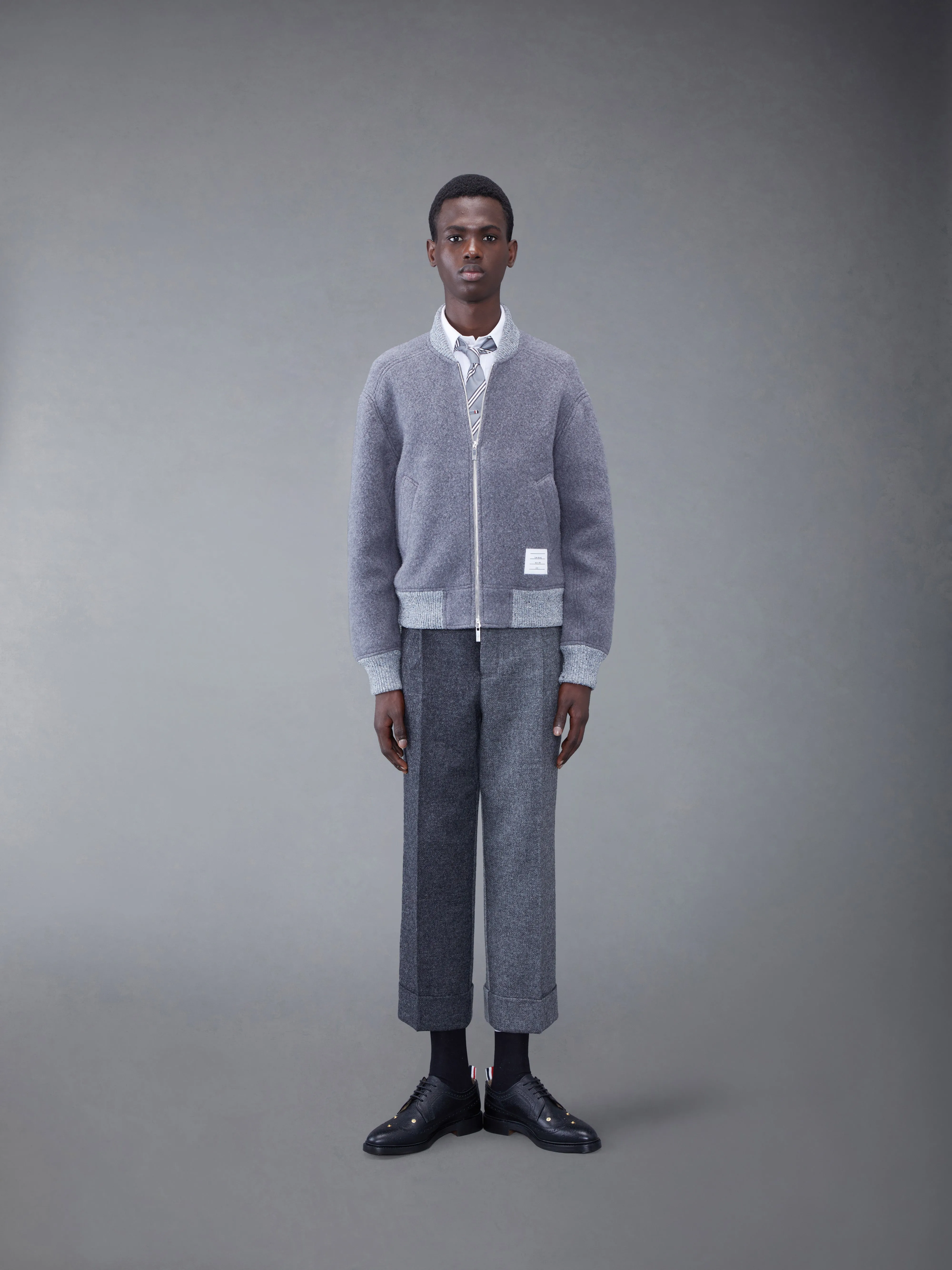 Wool Fleece Stripe Bomber sold by Thom Browne product image thumbnail 2