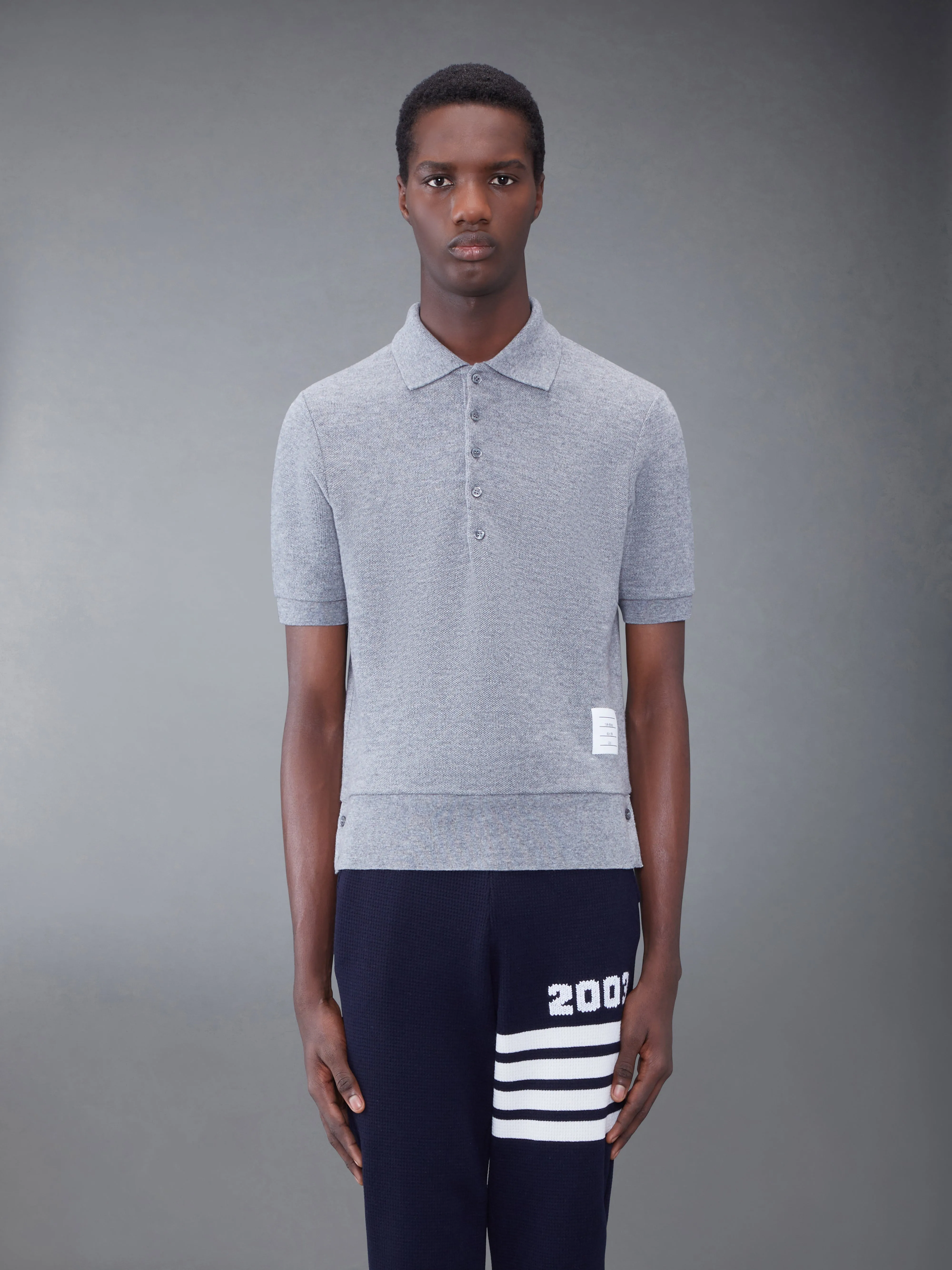 CASHMERE PIQUE 2003 RIB CUFF POLO sold by Thom Browne