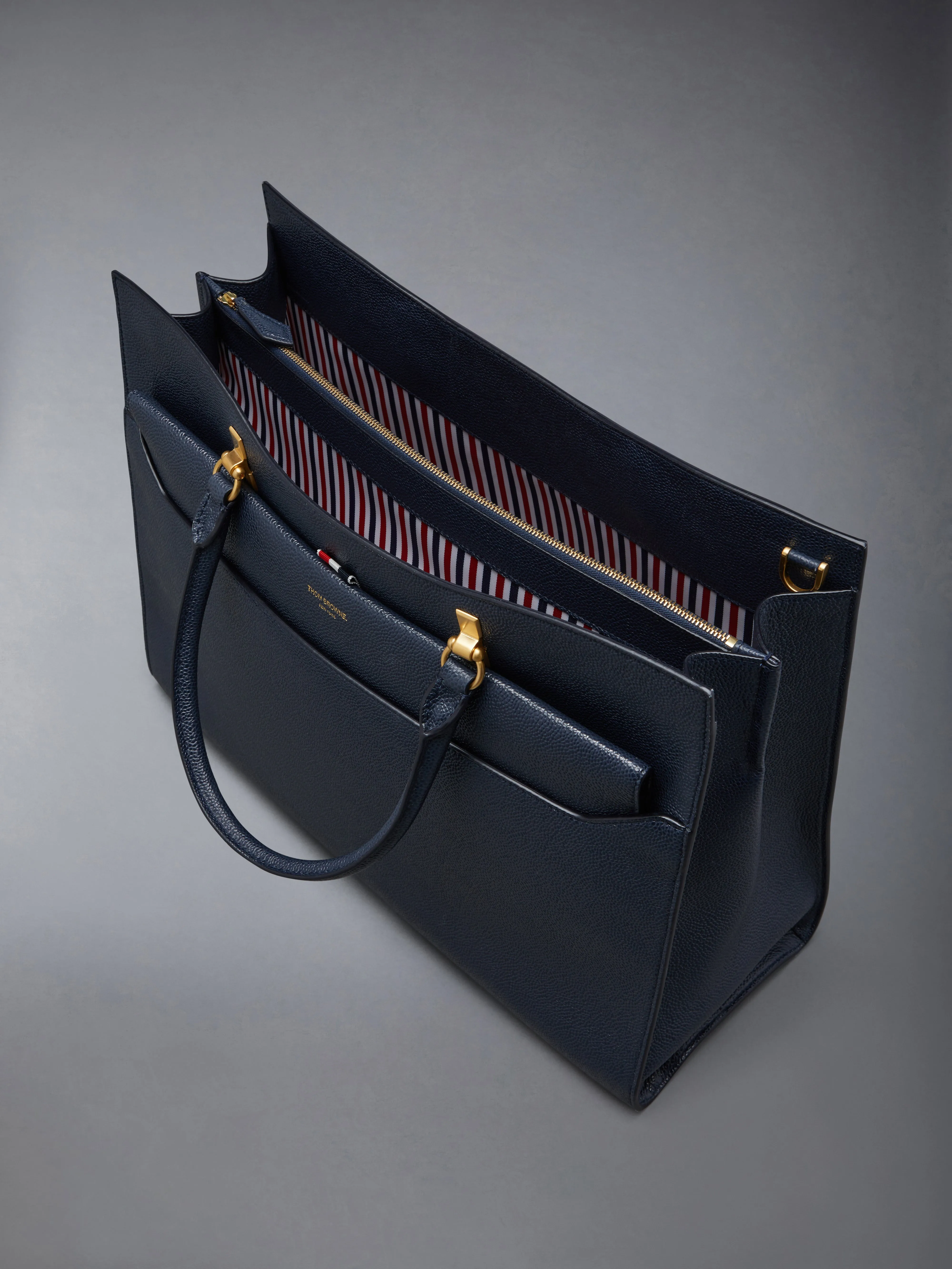 Pebble Grain Leather Large Duet Tote sold by Thom Browne product image thumbnail 5