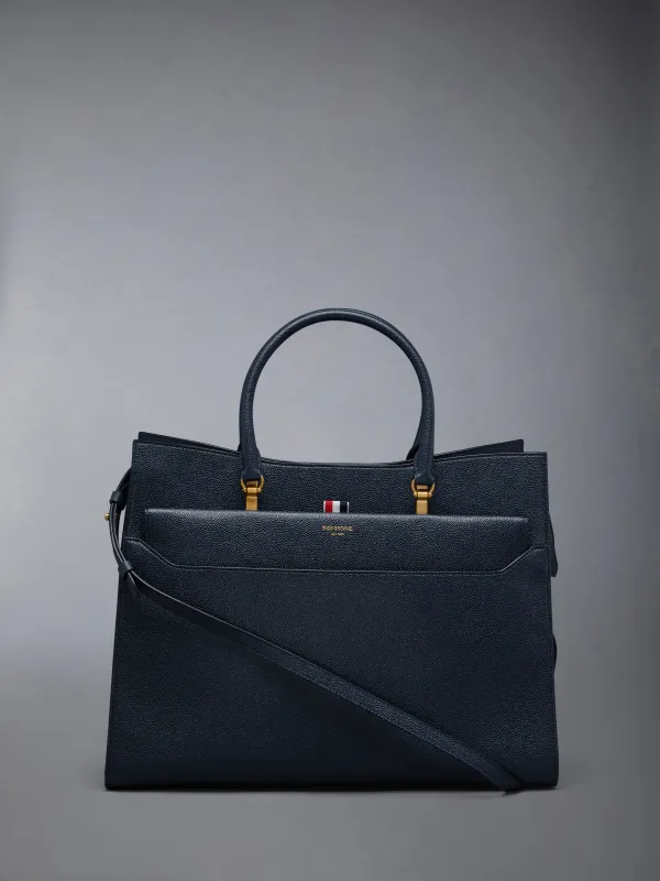 Pebble Grain Leather Large Duet Tote sold by Thom Browne