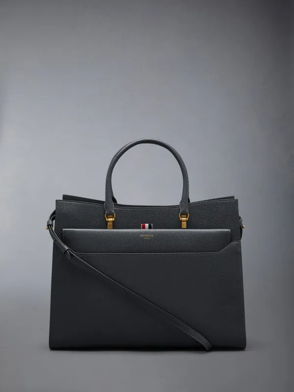 Pebble Grain Leather Large Duet Tote sold by Thom Browne