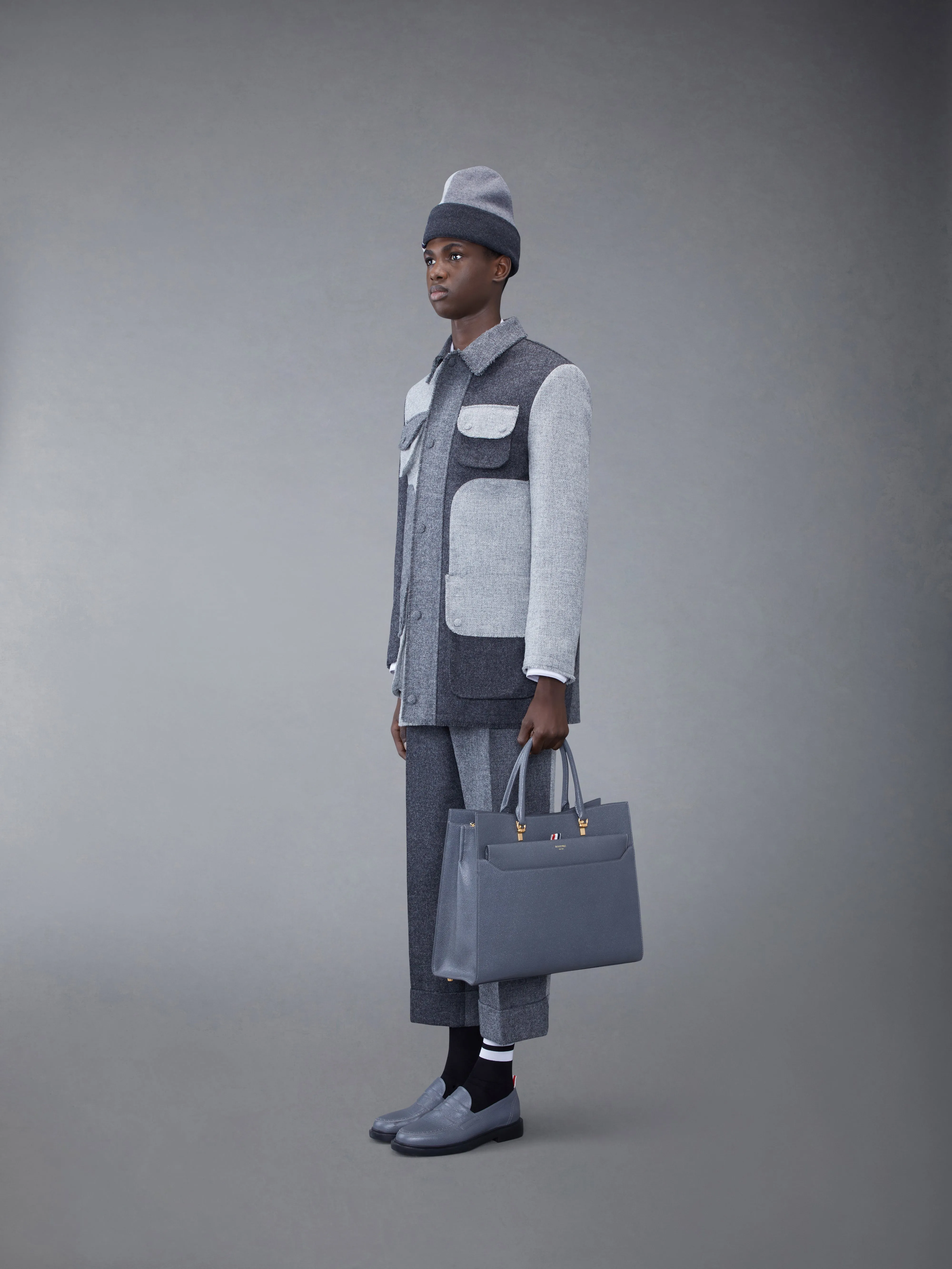 Pebble Grain Leather Large Duet Tote sold by Thom Browne product image thumbnail 4