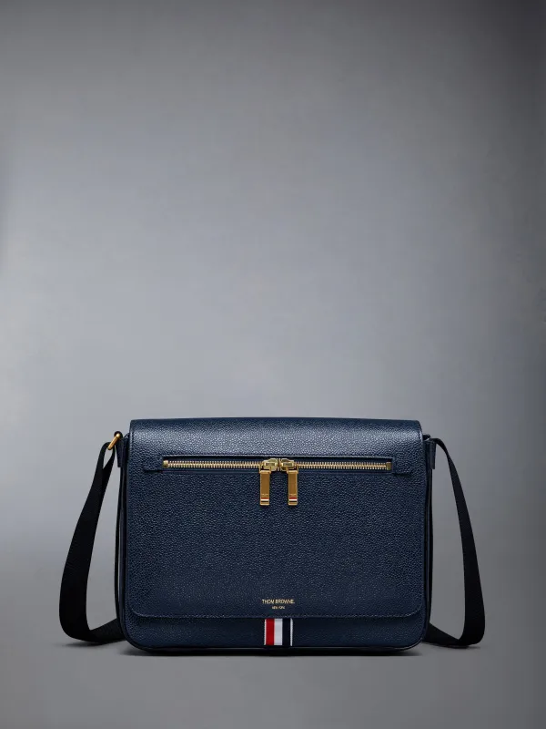 Pebble Grain Leather Reporter Bag made by Thom Browne