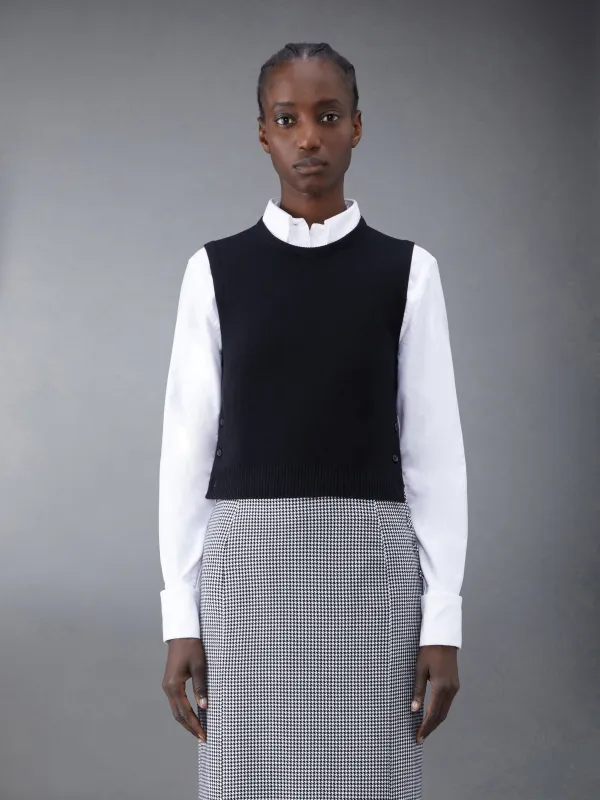 Cashmere Cropped Crew Neck Shell Top sold by Thom Browne