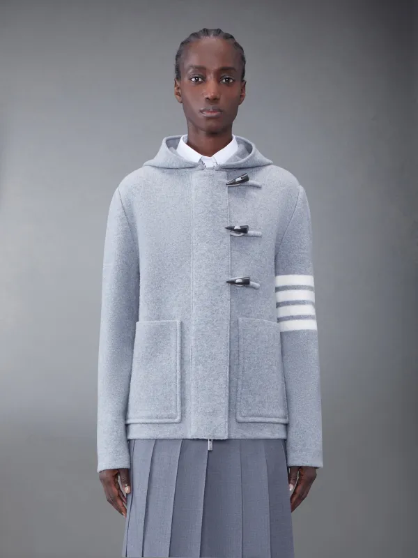 Boiled Wool 4-Bar Hooded Duffle Jacket sold by Thom Browne
