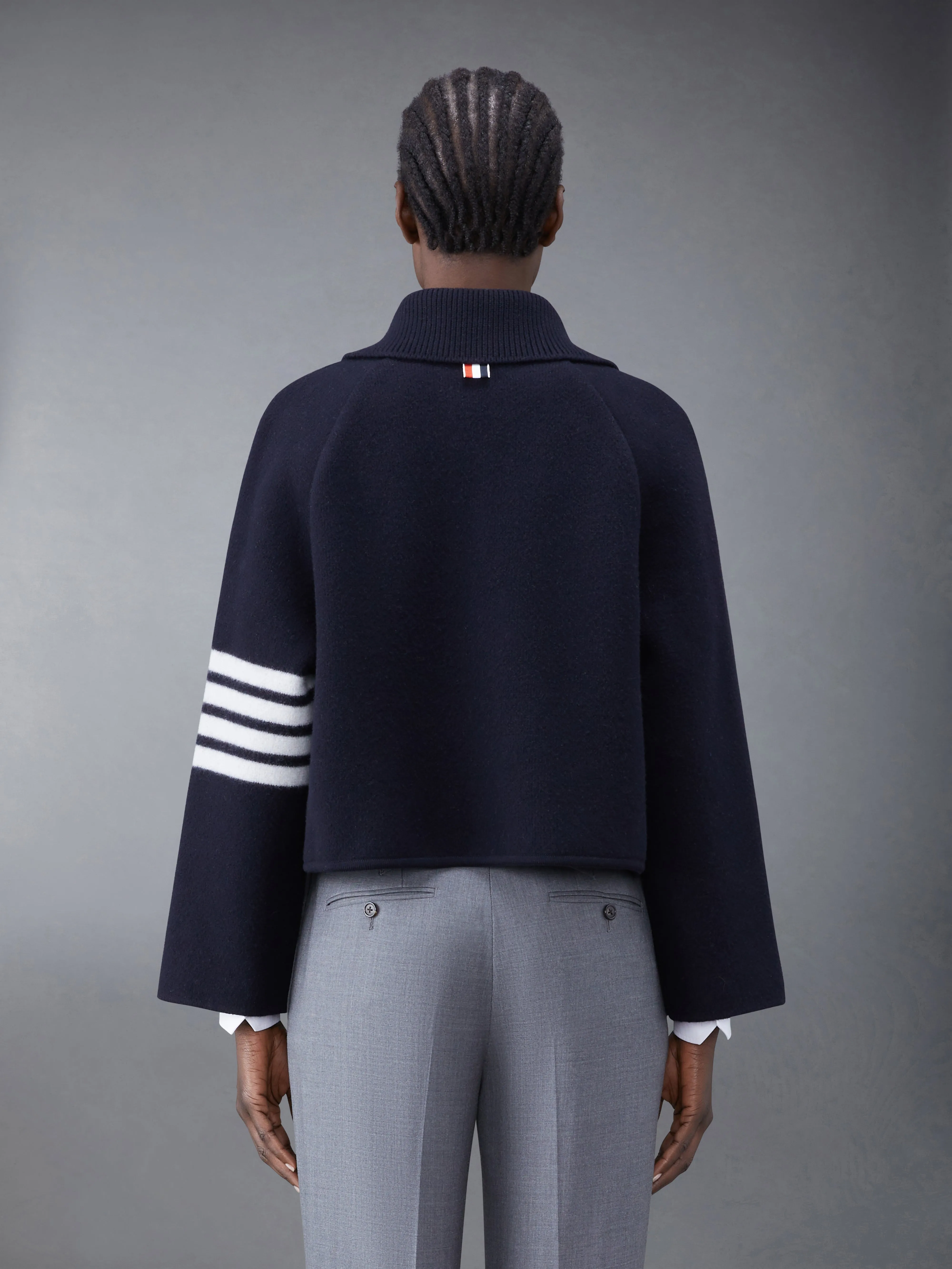 Boiled Wool Milano 4-Bar Cropped Car Coat sold by Thom Browne product image thumbnail 2