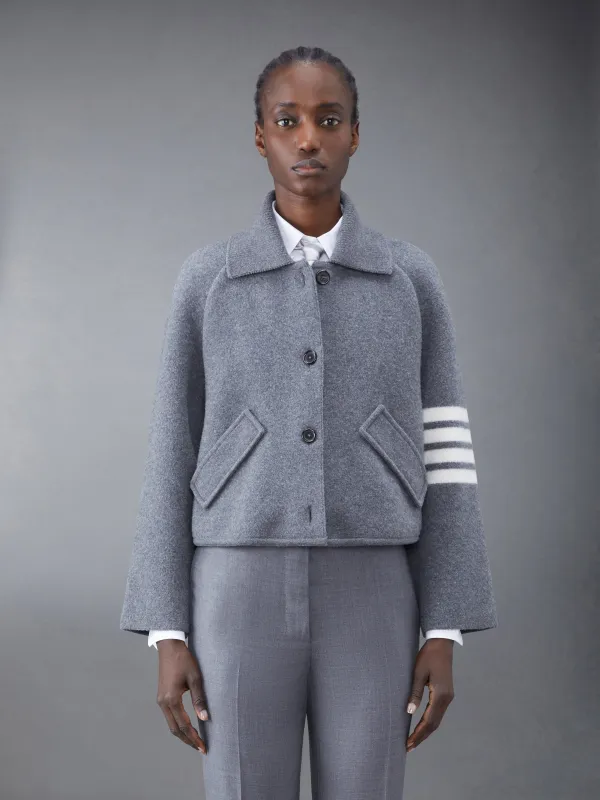 Boiled Wool Milano 4-Bar Cropped Car Coat made by Thom Browne