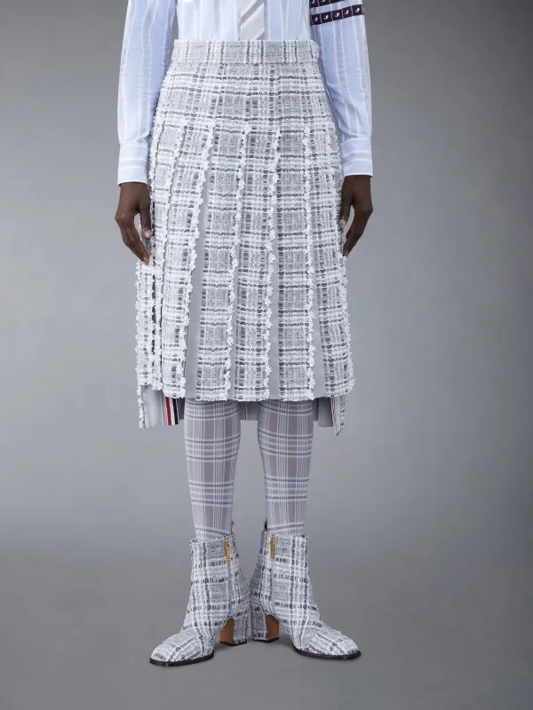 Prince of Wales Chenille Tweed Wave Classic Pleated Skirt sold by Thom Browne