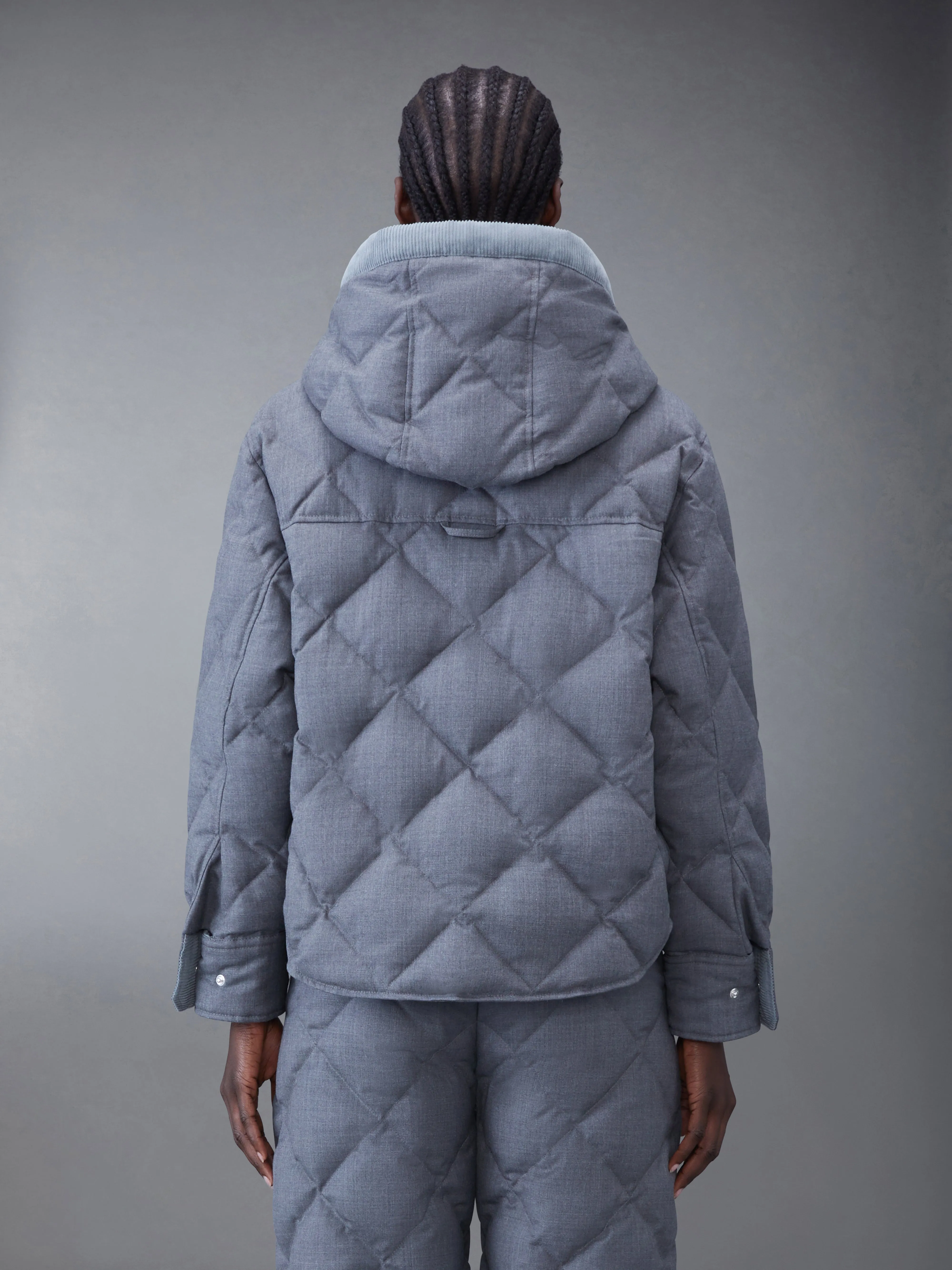 SUPER 120'S TWILL DOWN HOODED PATCH POCKET JACKET sold by Thom Browne product image thumbnail 2