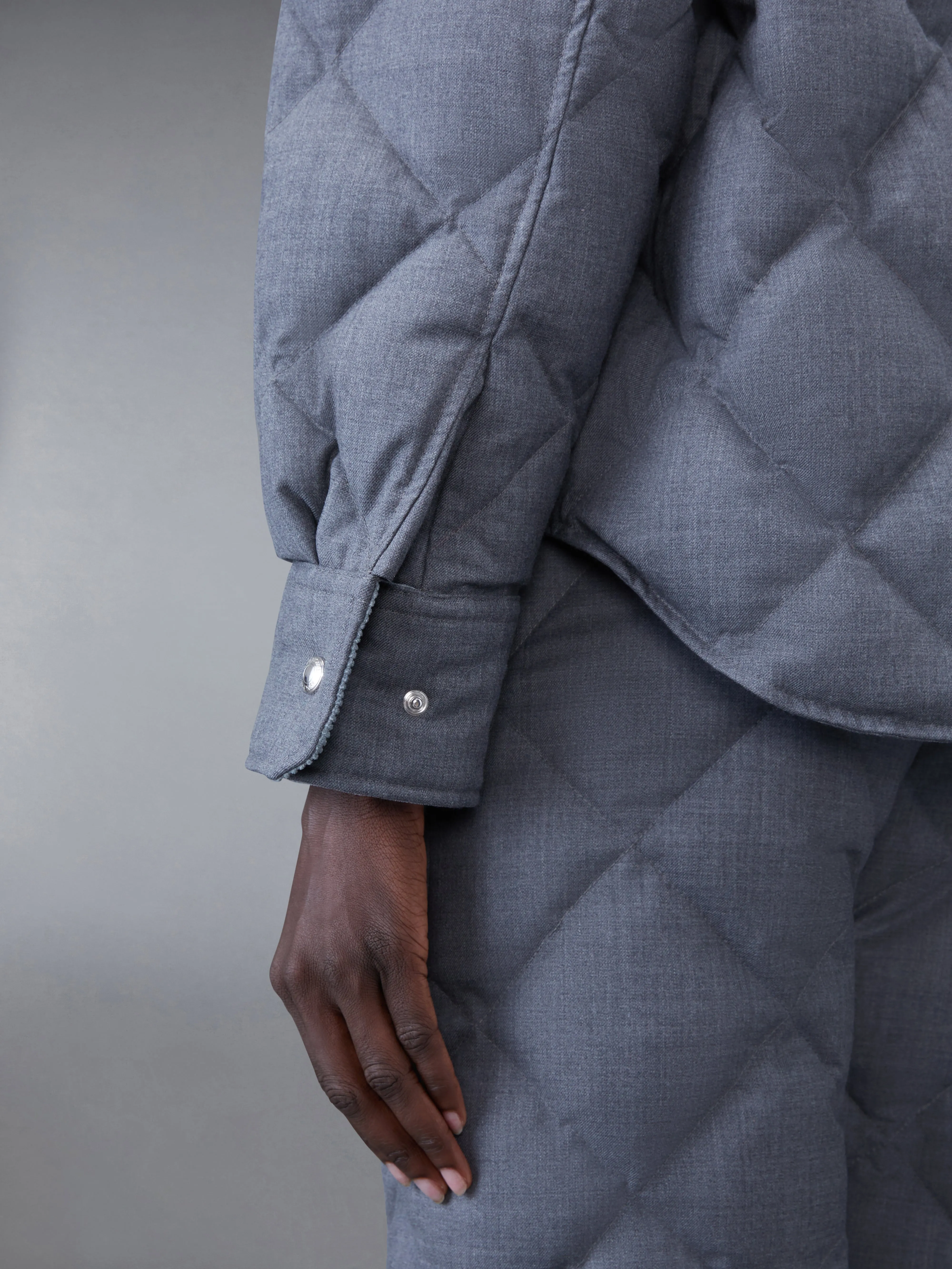 SUPER 120'S TWILL DOWN HOODED PATCH POCKET JACKET sold by Thom Browne product image thumbnail 4