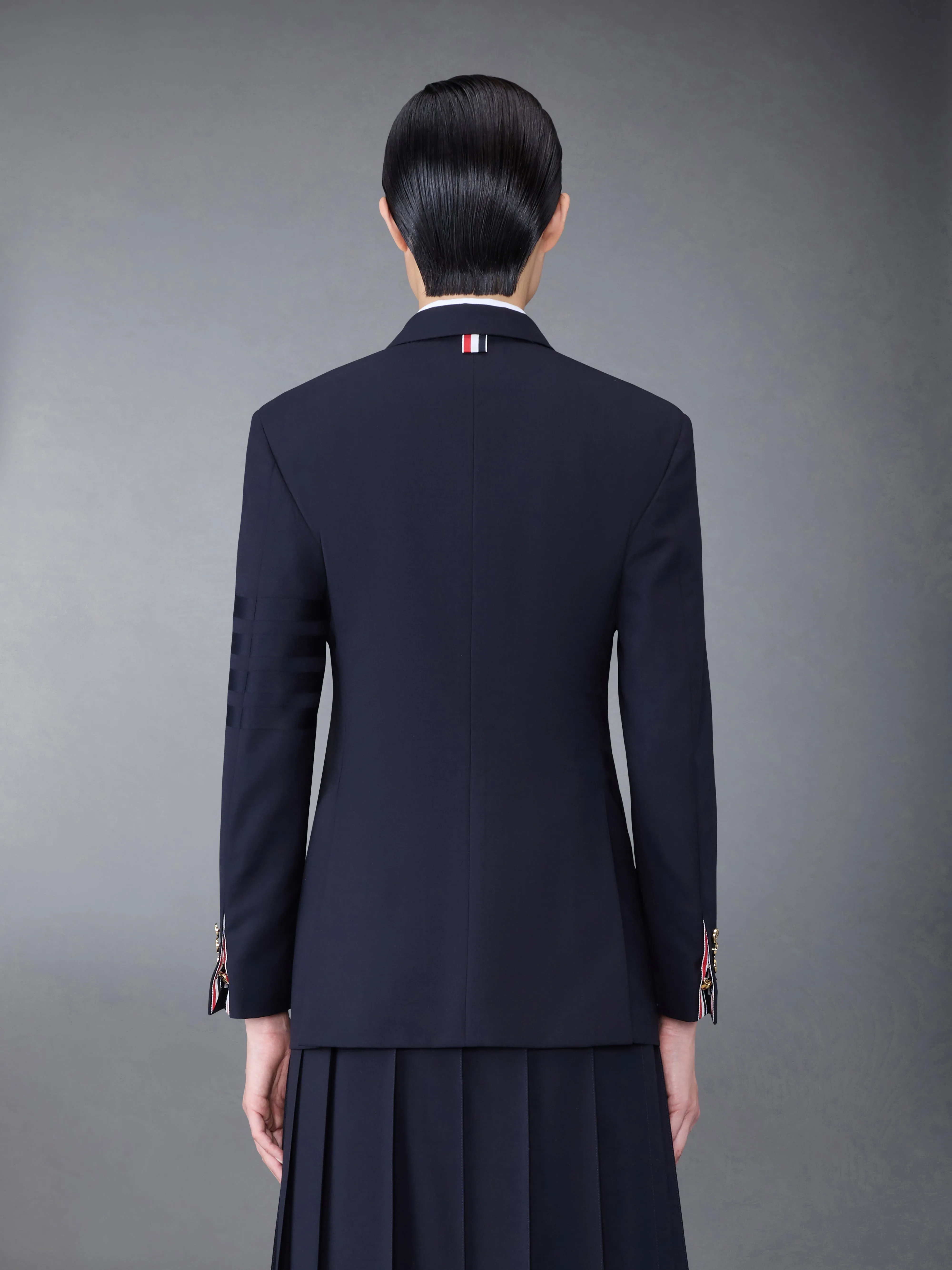 PLAIN WEAVE 4-BAR ELONGATED SINGLE BUTTON SPORT COAT sold by Thom Browne product image thumbnail 2